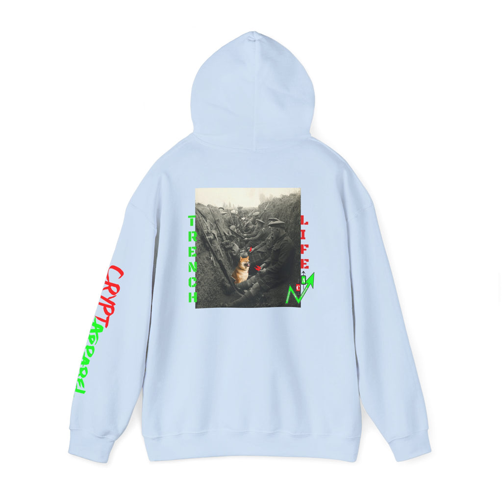 The Trenches Crypto Meme Hoodie — Crypt Apparel Trench Life Graphic Streetwear Hoodie