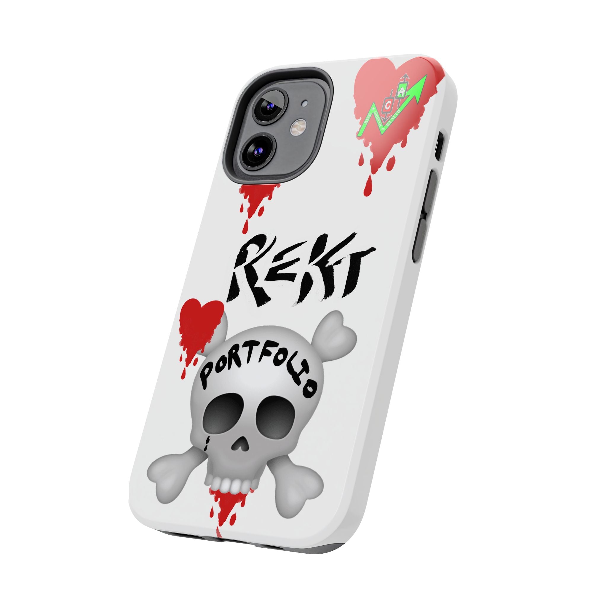 Rekt Portfolio Tough Phone Case — Skull & Dripping Heart Protective Cover