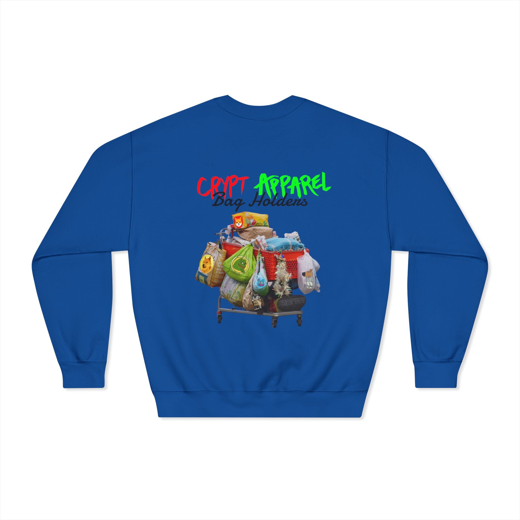Bag Holders Meme Coin Crypto Crewneck Sweatshirt — "Crypt Apparel" Graphic