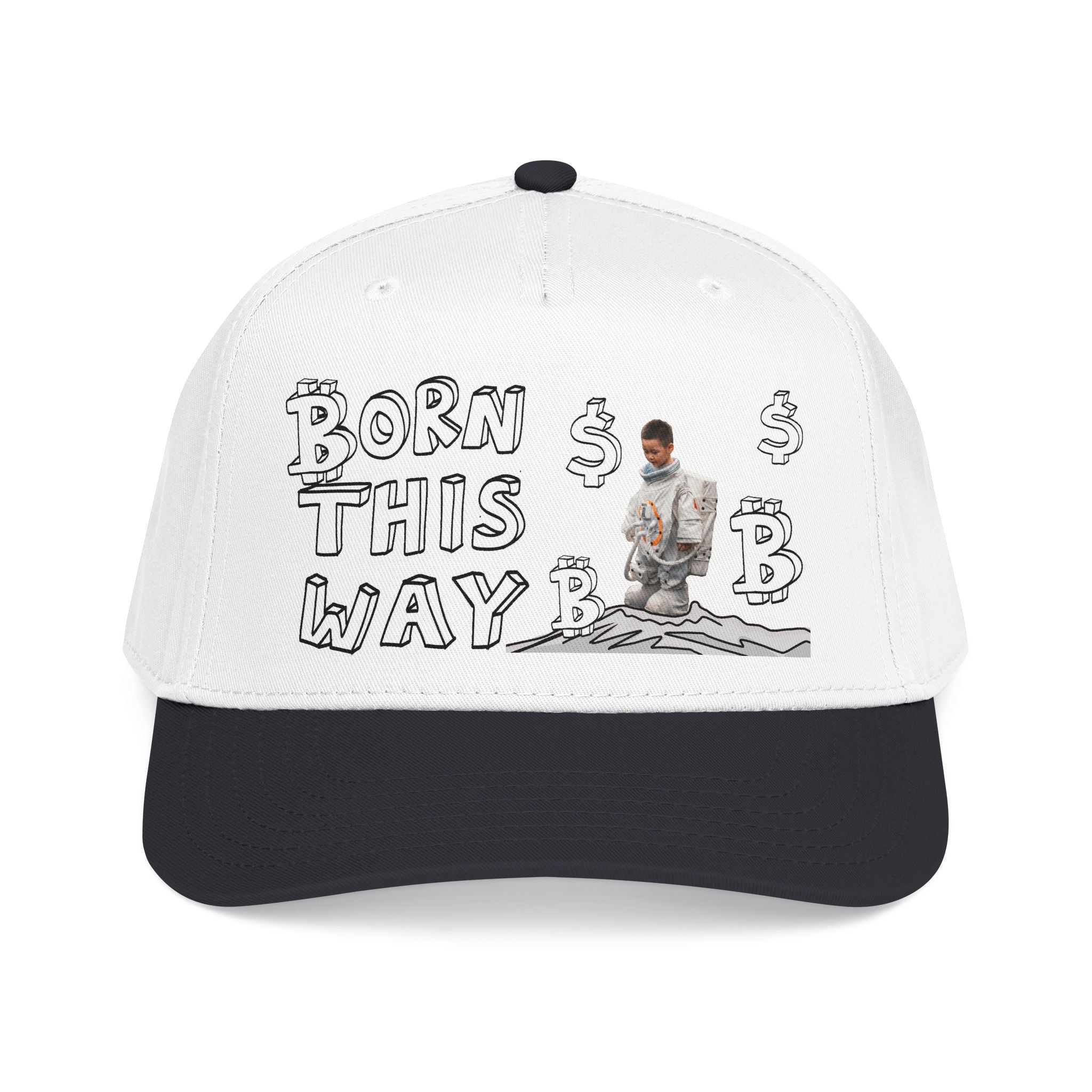 Born This Way graphic Mid Profile Baseball Cap | Crypt Apparel Bitcoin inspired art