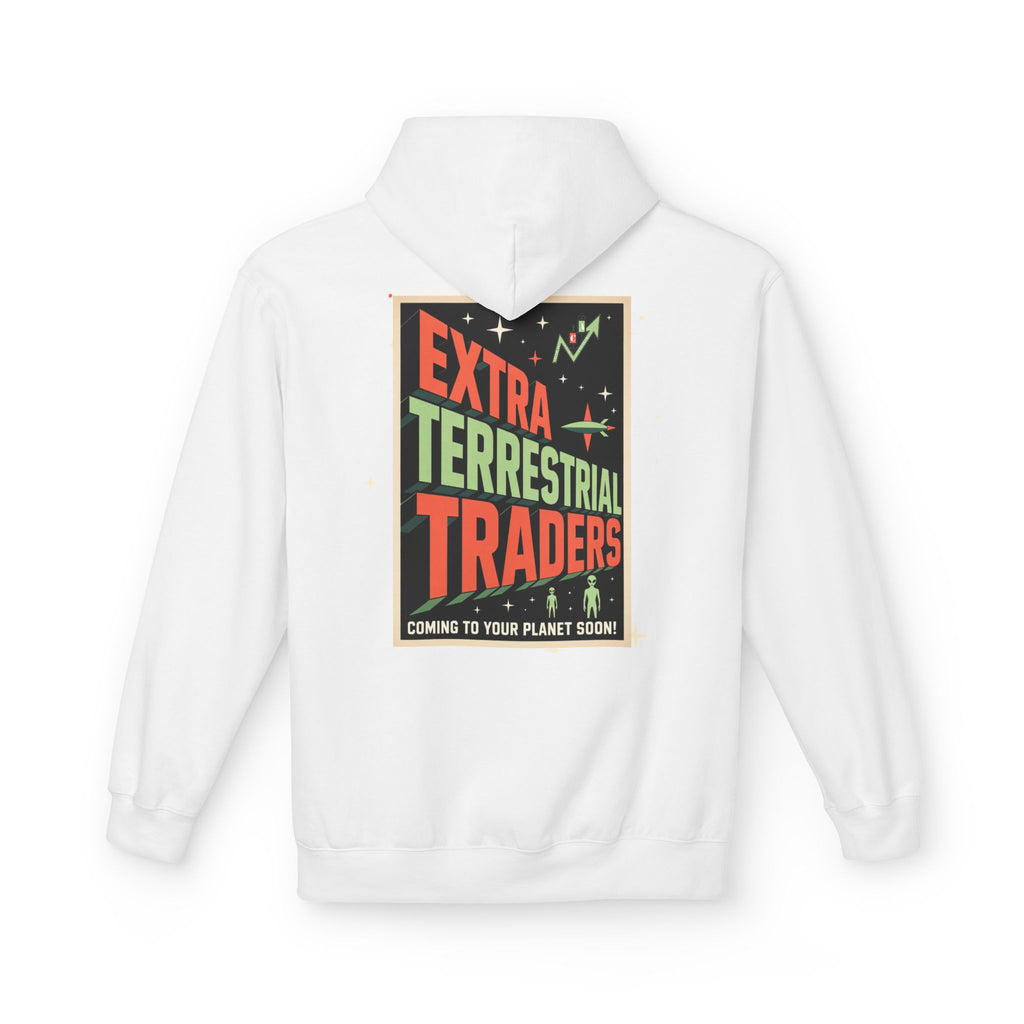 Extra Terrestrial Traders Crypto Hoodie — “Not Alone” Crypt Apparel Retro Sci‑Fi Graphic