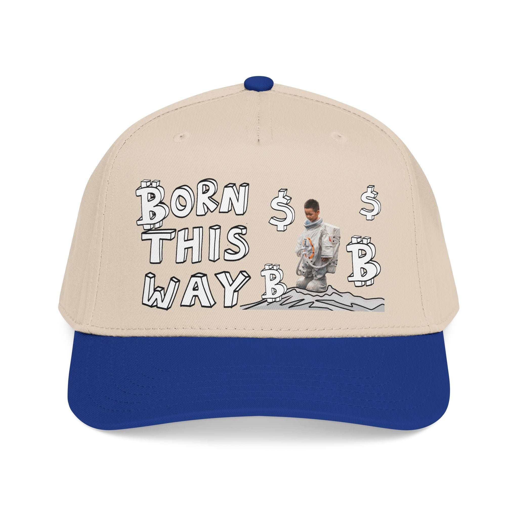 Born This Way graphic Mid Profile Baseball Cap | Crypt Apparel Bitcoin inspired art