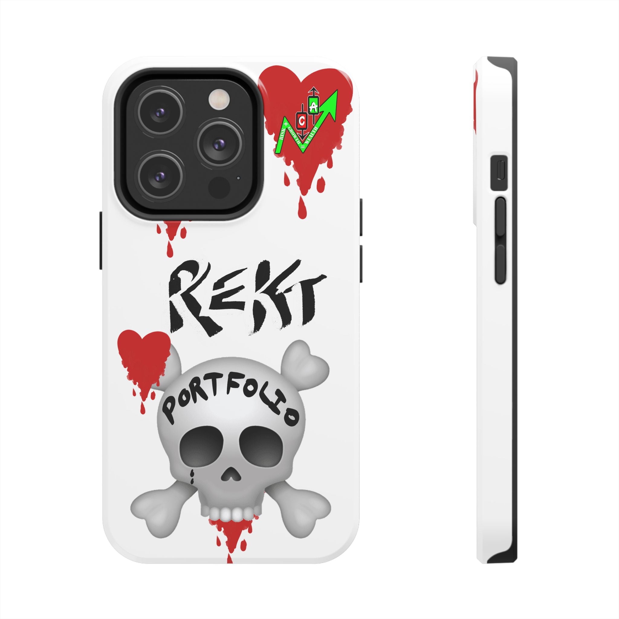 Rekt Portfolio Tough Phone Case — Skull & Dripping Heart Protective Cover