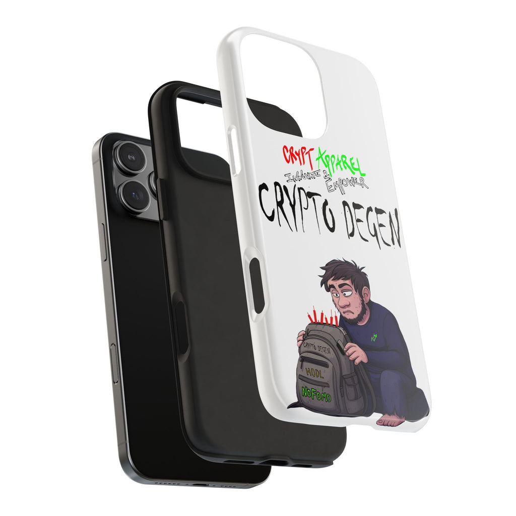 Crypto Degen Tough Phone Case — Cartoon HODL Backpack Design