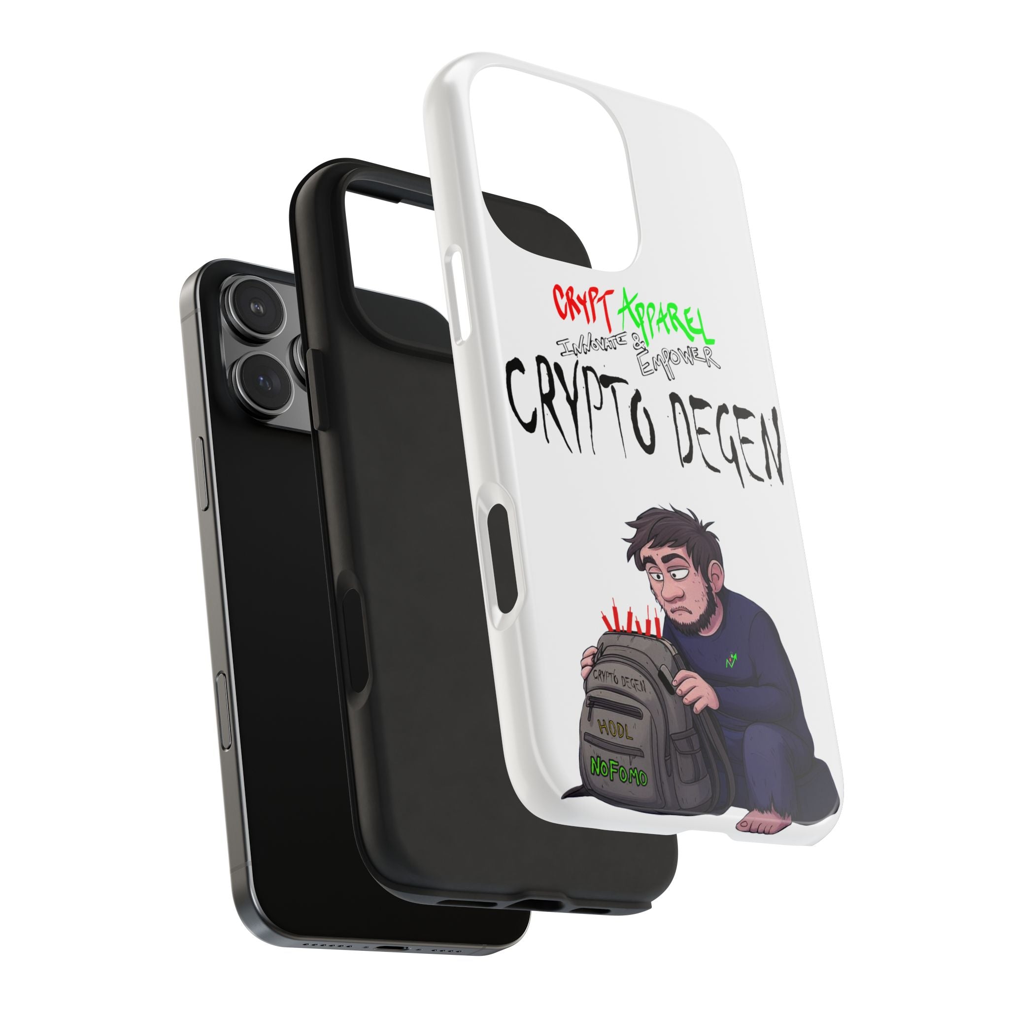 Crypto Degen Tough Phone Case — Cartoon HODL Backpack Design