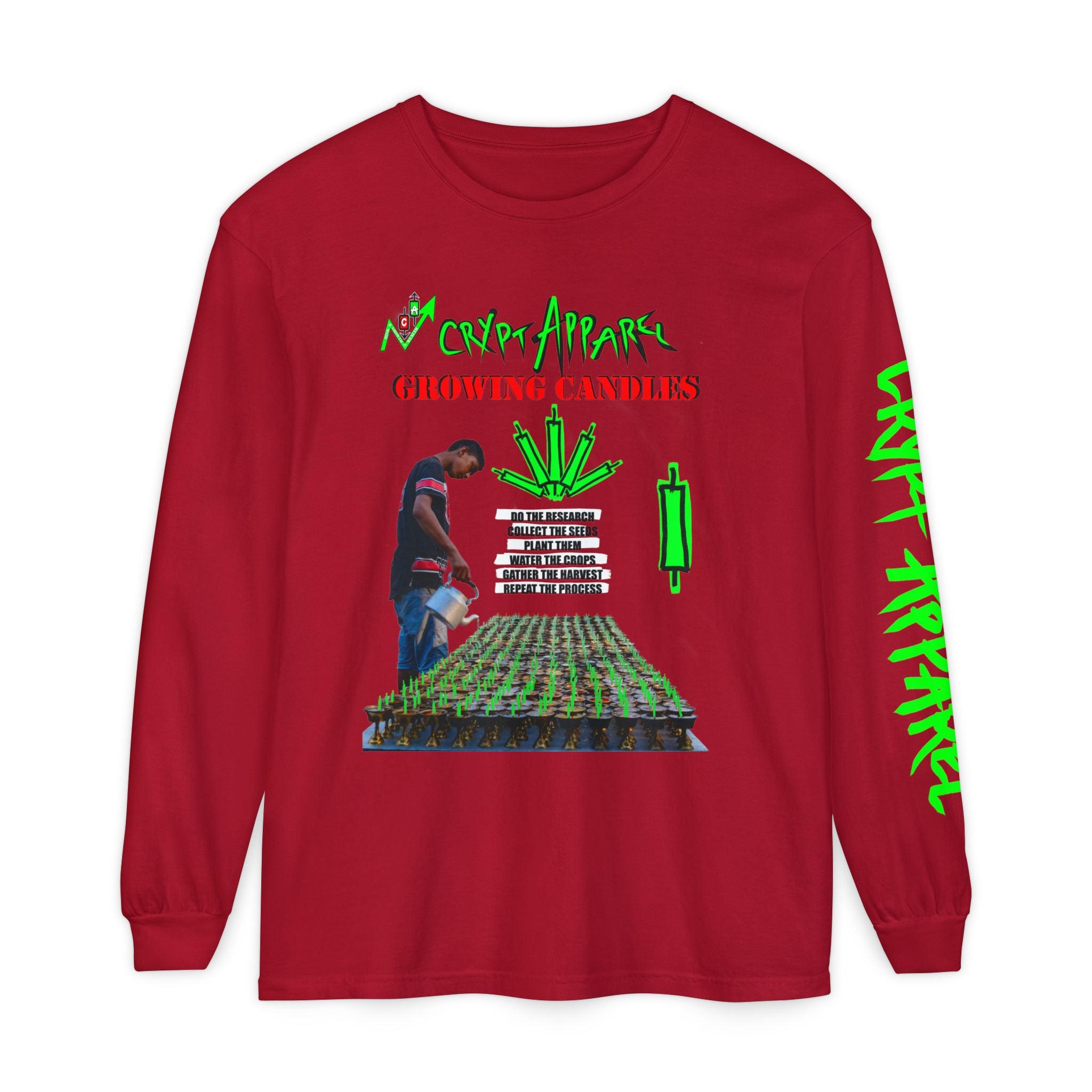 Growing Candles Long Sleeve Tee — "Crypt Apparel" Nurturing Growth