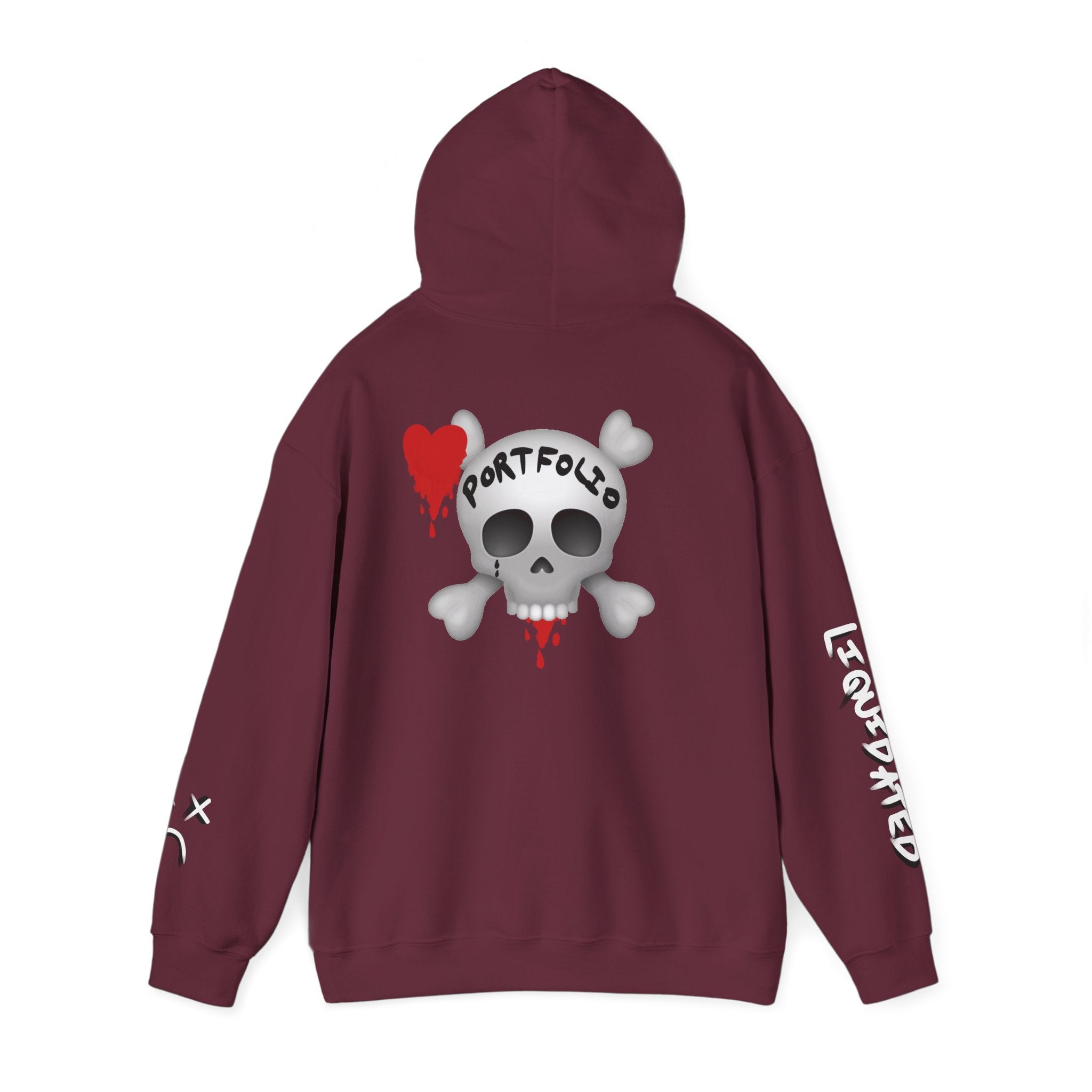Rekt Portfolio Crypto Trading Hoodie – Crypt Apparel Skull Heart Graffiti Streetwear Pullover