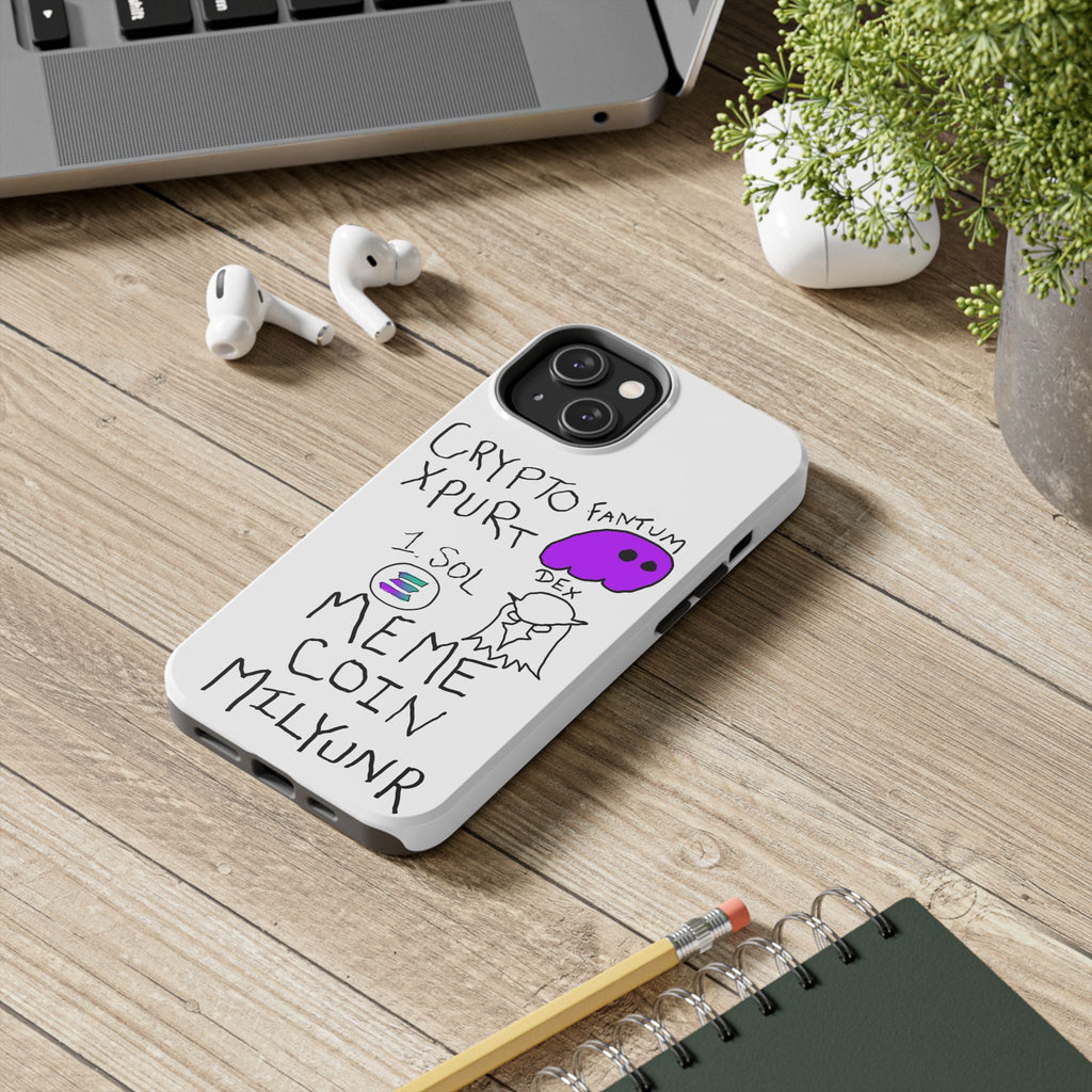 Meme Coin Millionaire Tough Phone Case — Crypto Meme Coin Doodle Design ("Meme Coin Milyunr")