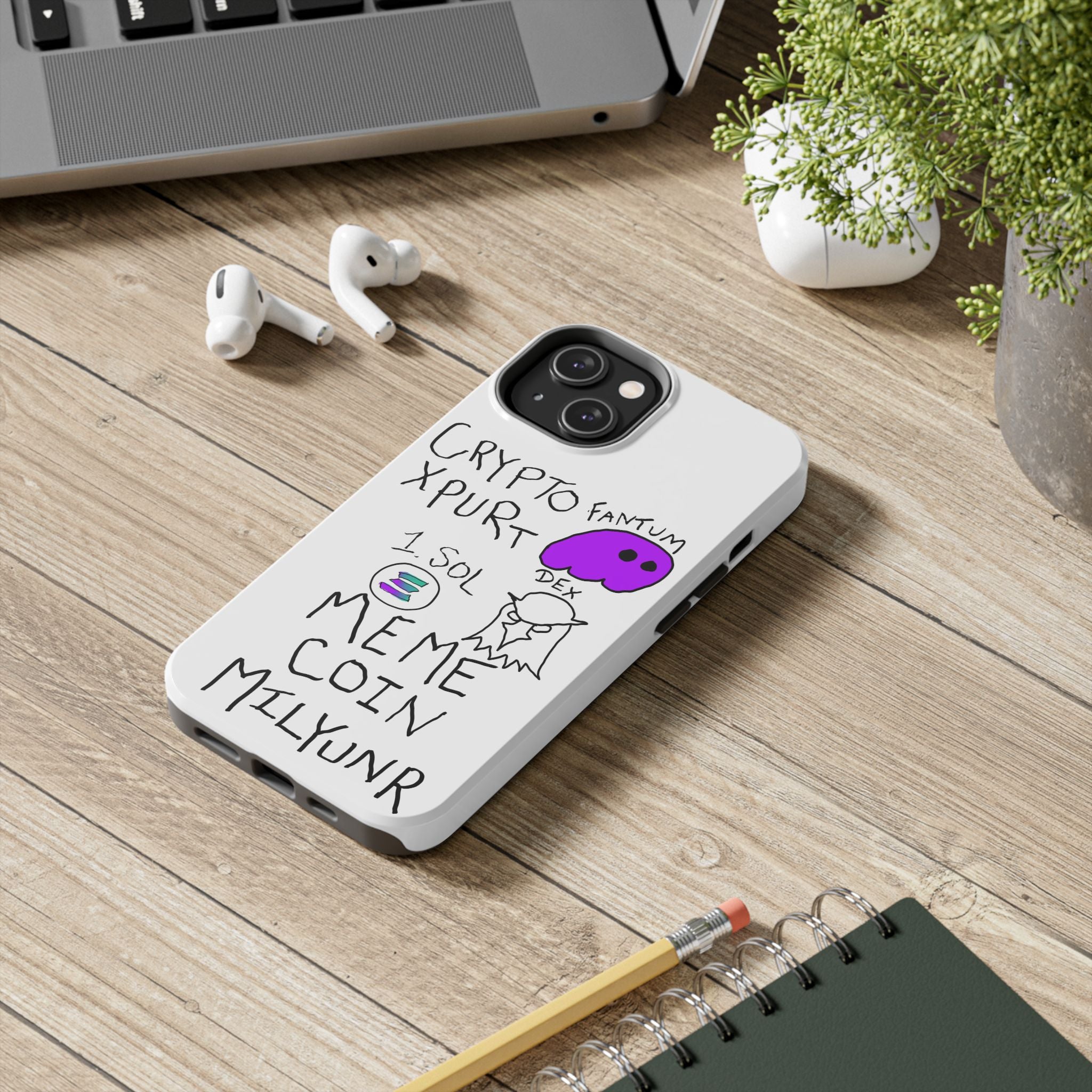 Meme Coin Millionaire Tough Phone Case — Crypto Meme Coin Doodle Design ("Meme Coin Milyunr")