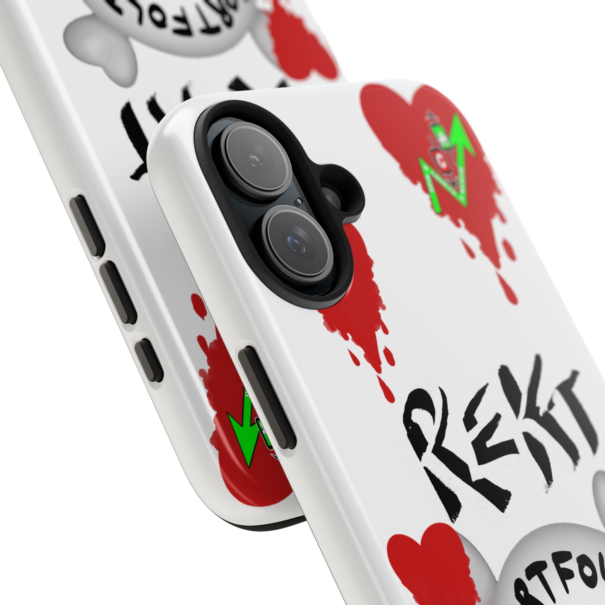 Rekt Portfolio Tough Phone Case — Skull & Dripping Heart Protective Cover
