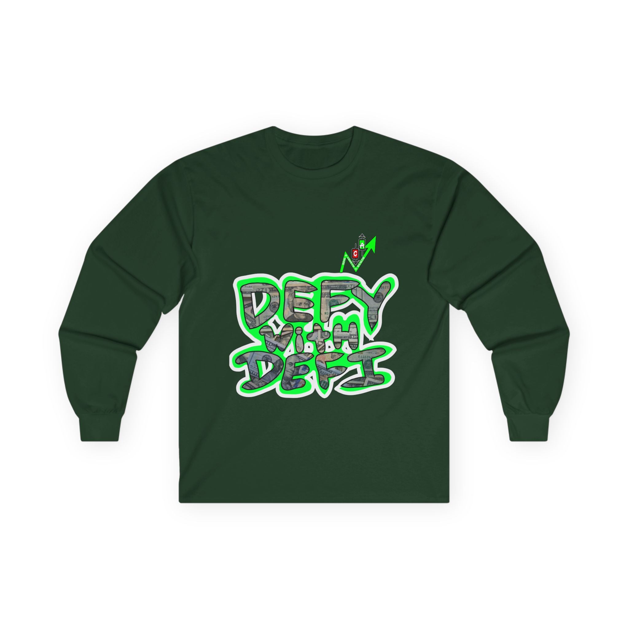 Defy With DeFi Crypto Inspired long sleeve tee | Crypt Apparel Graffiti Shirt