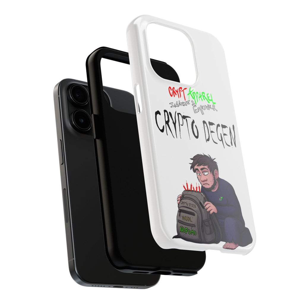 Crypto Degen Tough Phone Case — Cartoon HODL Backpack Design