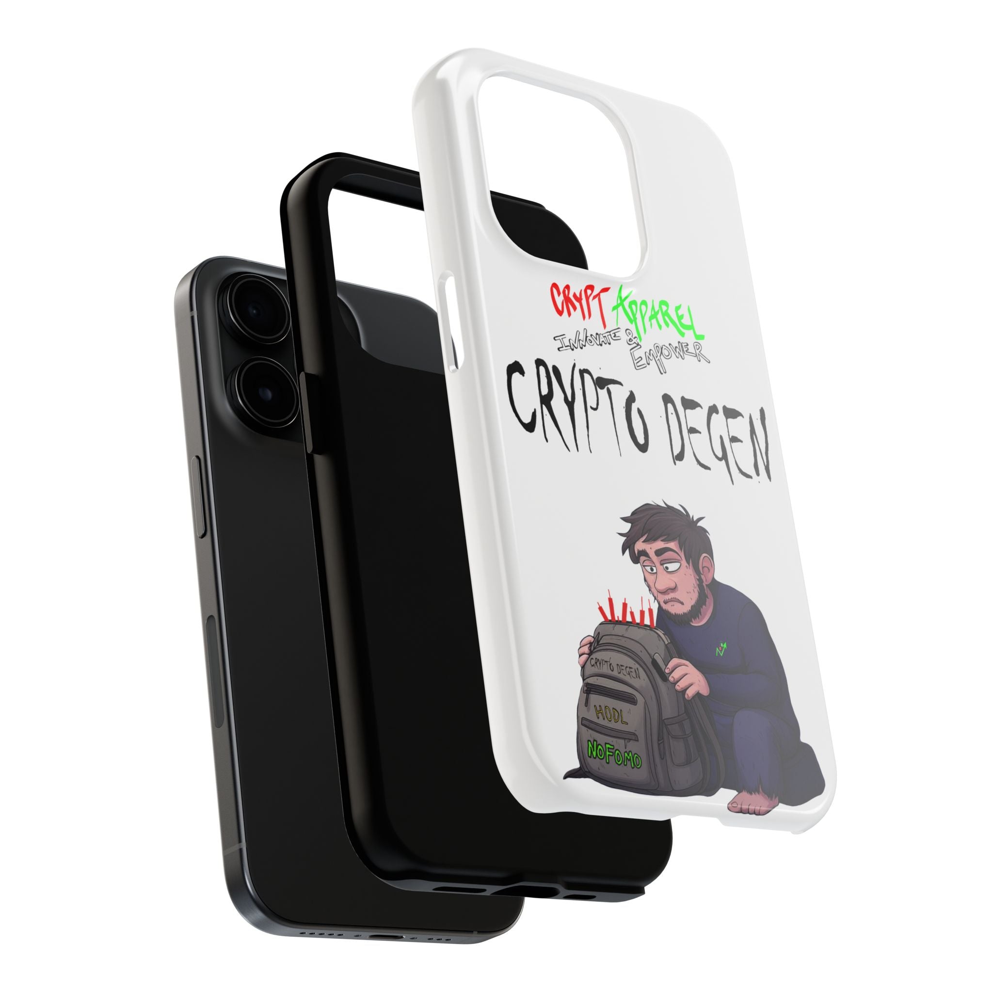 Crypto Degen Tough Phone Case — Cartoon HODL Backpack Design