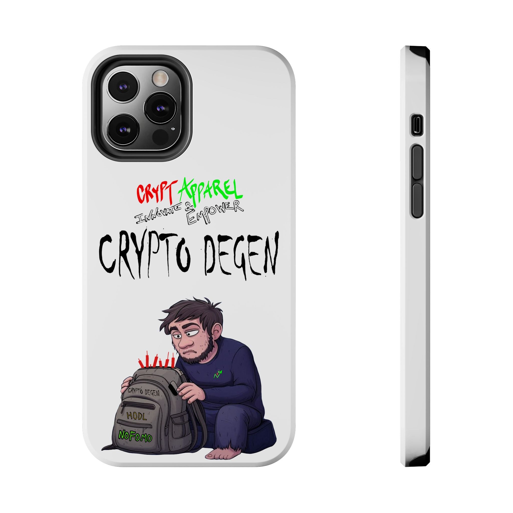 Crypto Degen Tough Phone Case — Cartoon HODL Backpack Design