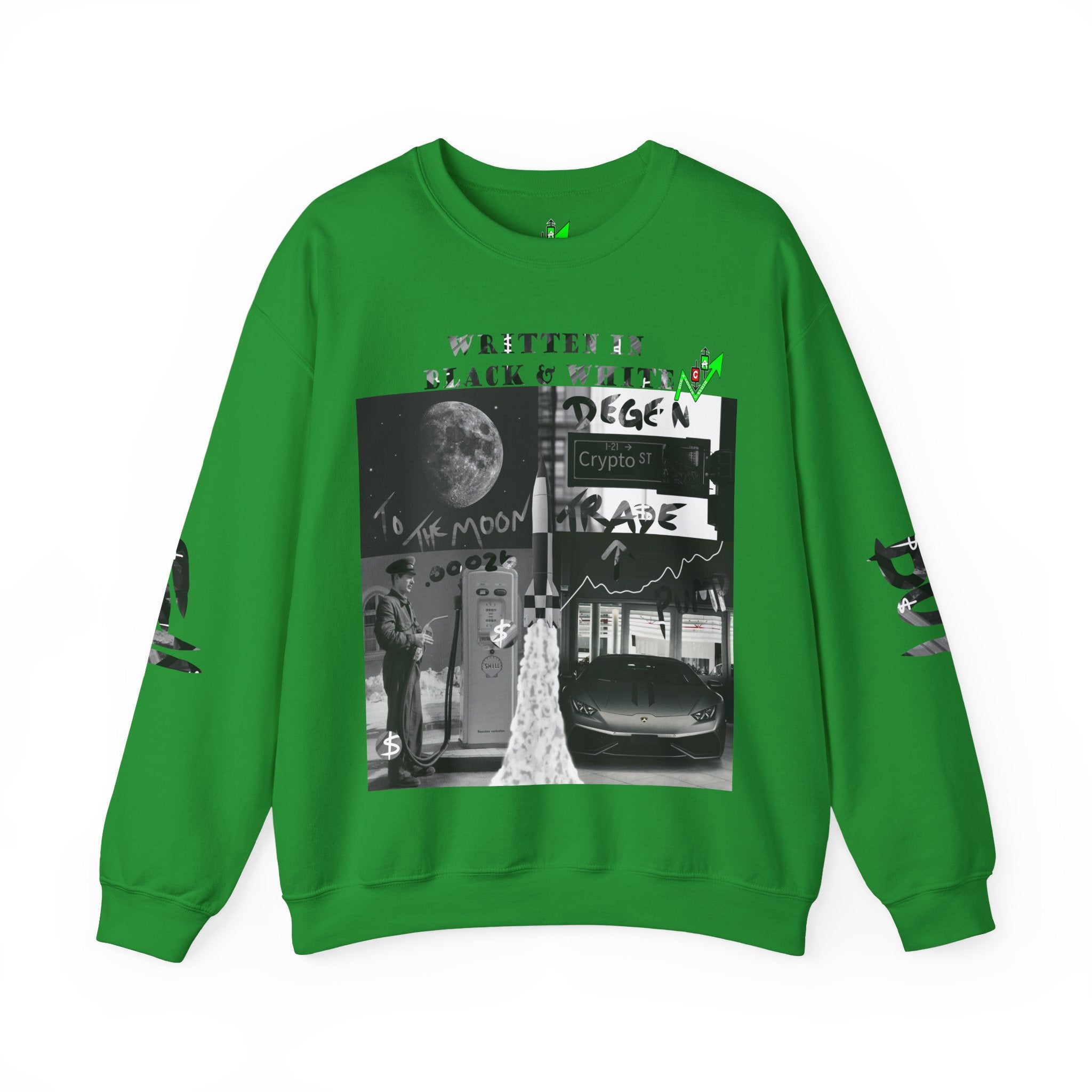 Black & White Street Collage Crypto Crewneck Sweatshirt | Graphic Urban Art