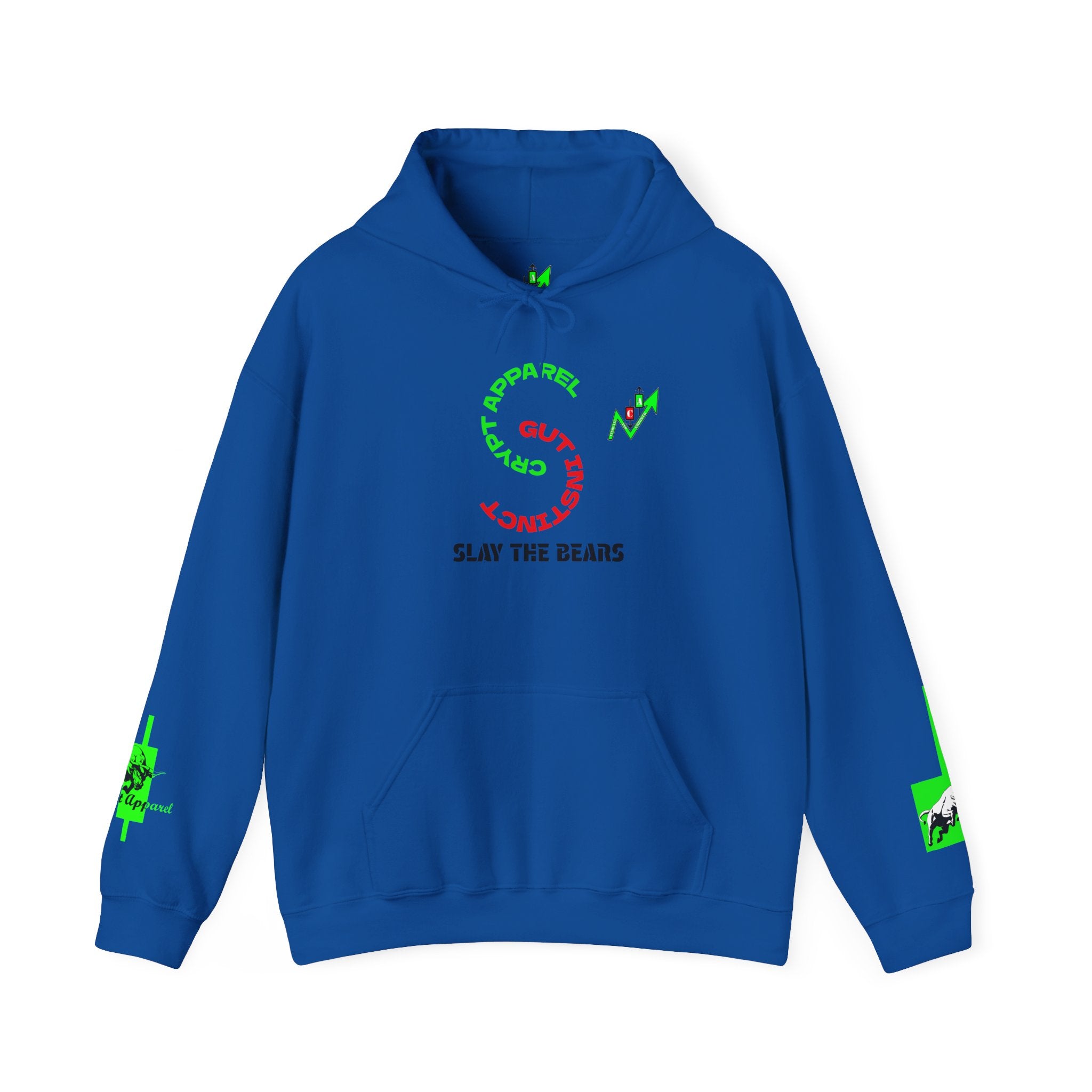 Gut Instinct Bulls vs Bears Hoodie — Crypt Apparel “Slay the Bears” Crypto Graphic Hoodie