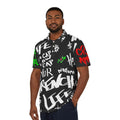 Trench Life Script Streetwear Polo Shirt | Crypt Apparel Black All-Over Print