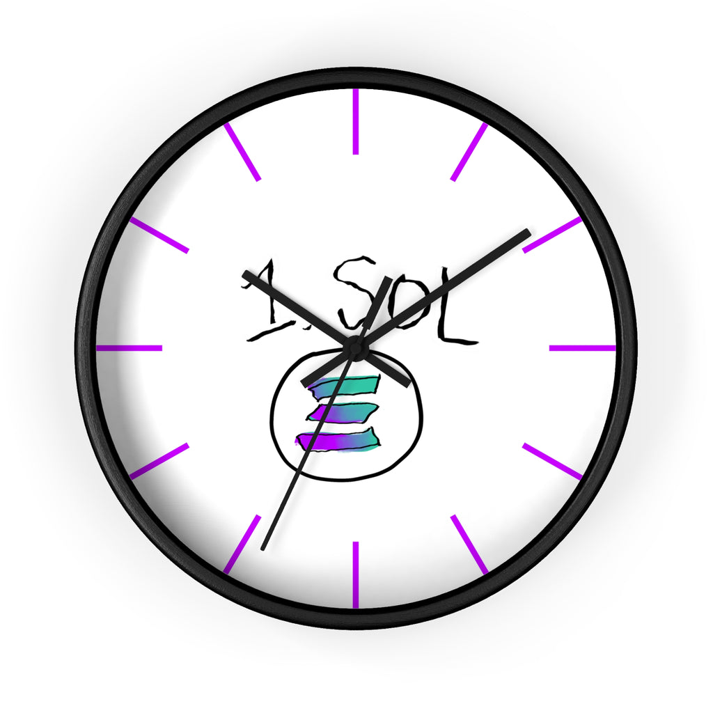 Meme Coin Milyunr crypto degen Wall Clock — Crypt Apparel SOL inspired White Clock with Purple Accents