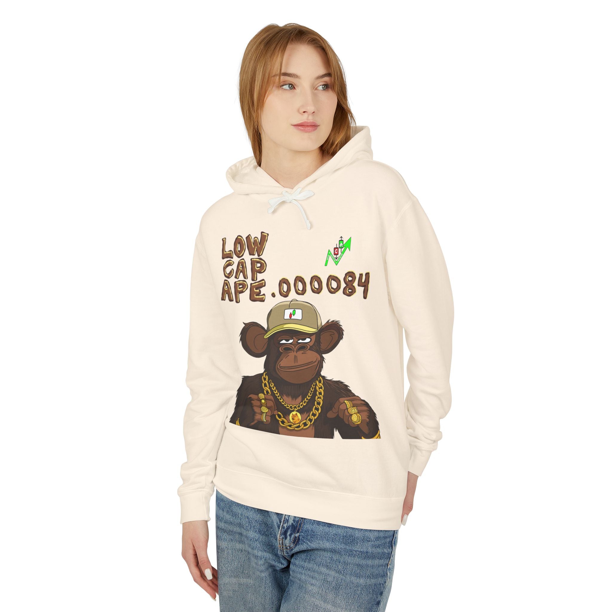 Low Cap Ape Meme Coin Hoodie — Crypt Apparel Cryptocurrency Graphic Pullover