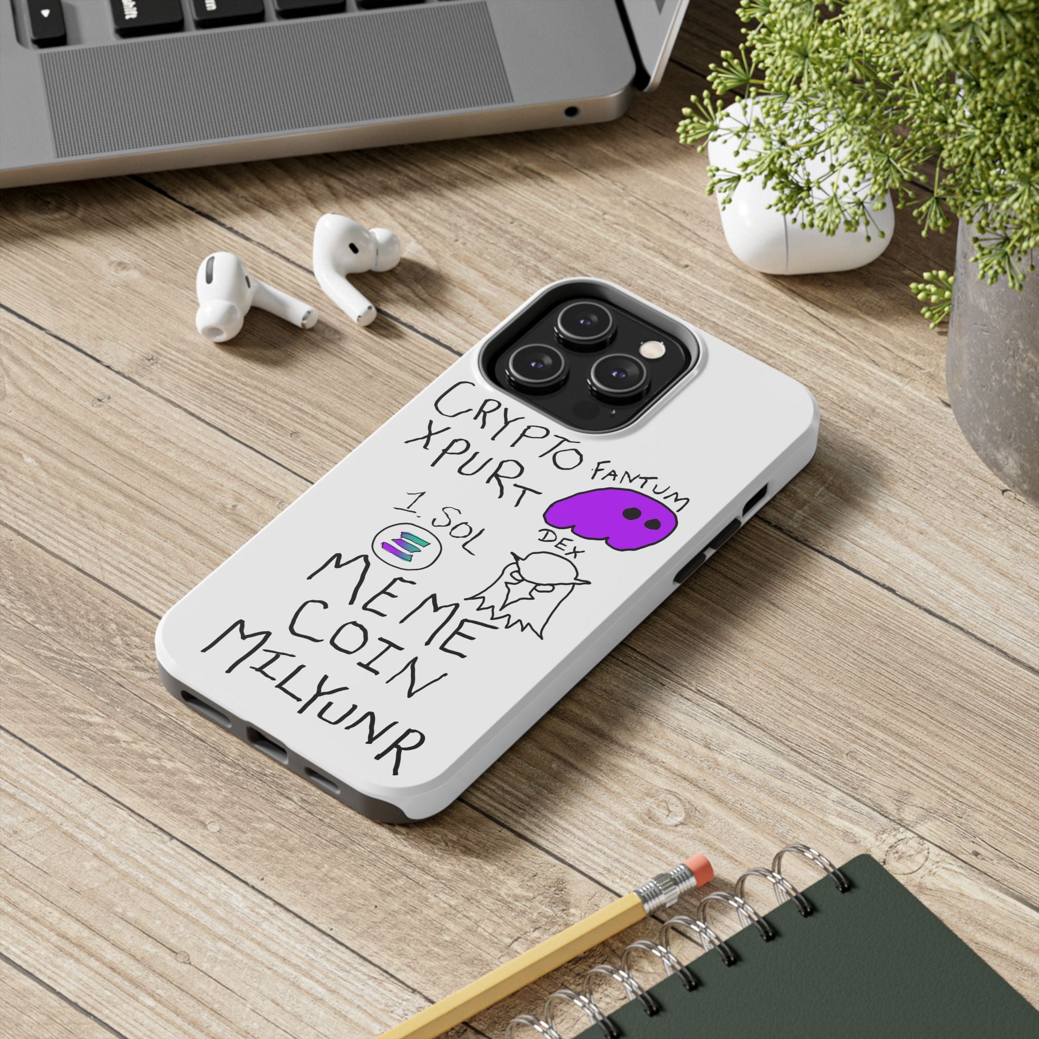 Meme Coin Millionaire Tough Phone Case — Crypto Meme Coin Doodle Design ("Meme Coin Milyunr")