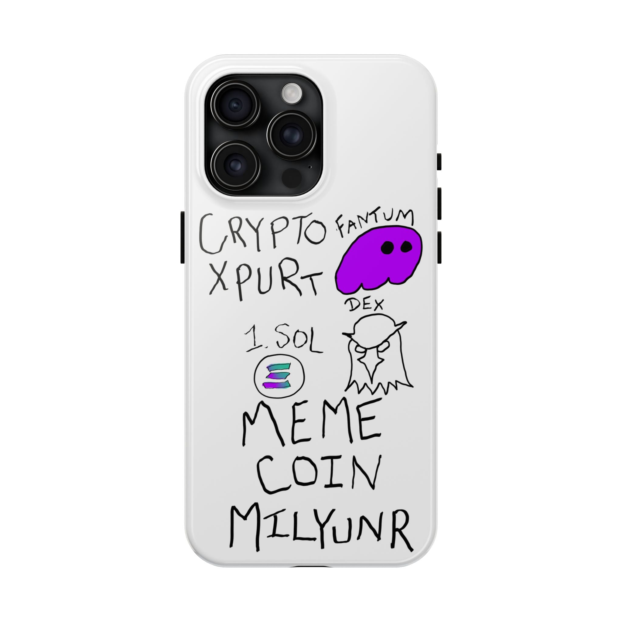 Meme Coin Millionaire Tough Phone Case — Crypto Meme Coin Doodle Design ("Meme Coin Milyunr")