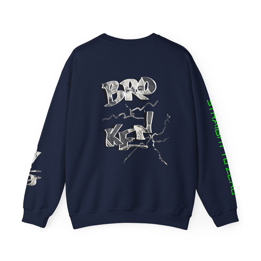 Brokenomics Crypto Crewneck Sweatshirt — Crypt Apparel Graphic Pullover with Neon Green Accents