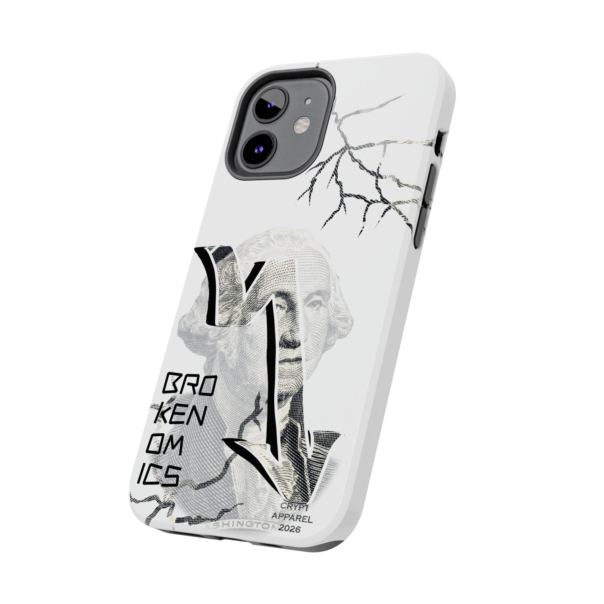 Brokenomics Crypto Tough Phone Case — 'Crypt Apparel' Cracked Dollar Graphic Protective Cover