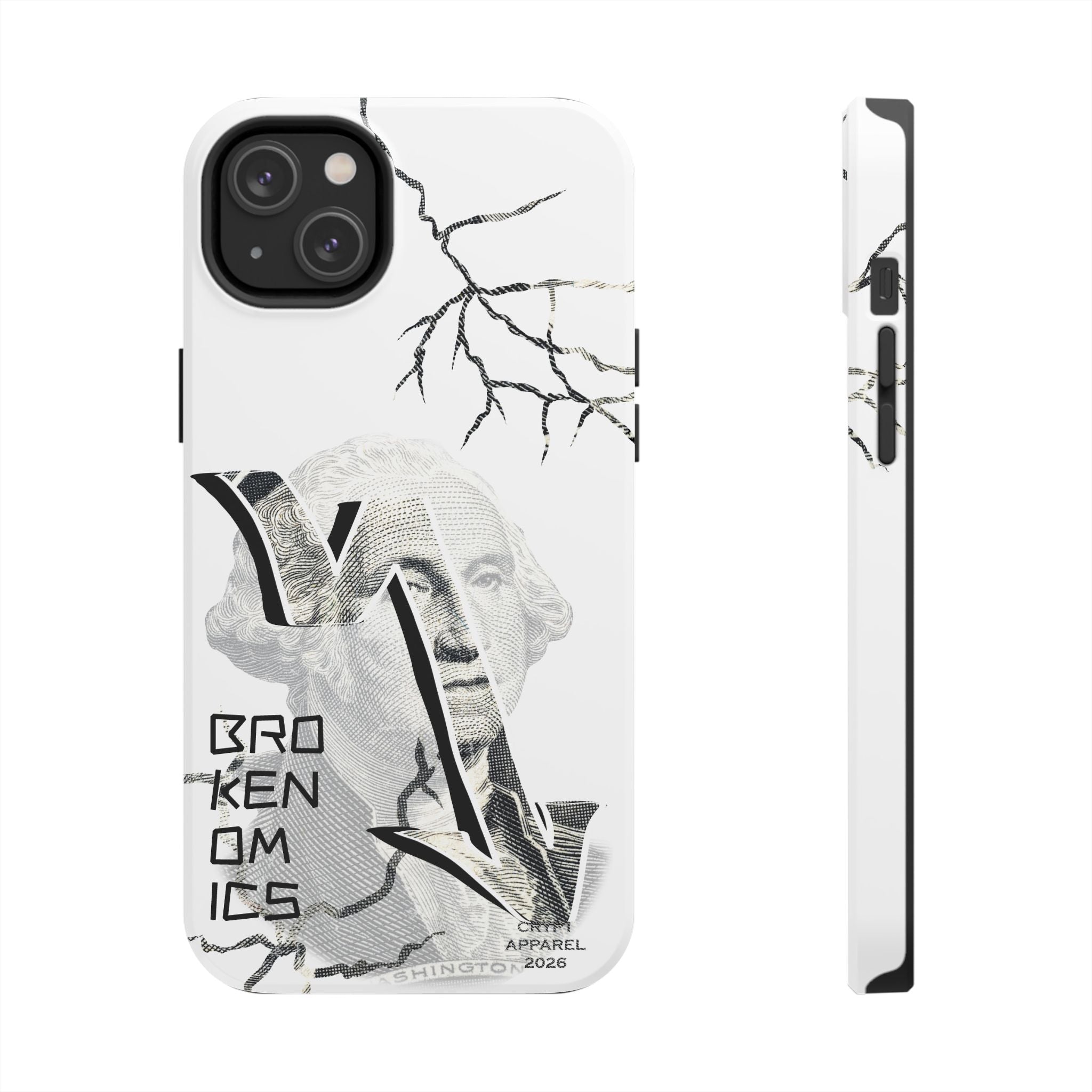 Brokenomics Crypto Tough Phone Case — 'Crypt Apparel' Cracked Dollar Graphic Protective Cover