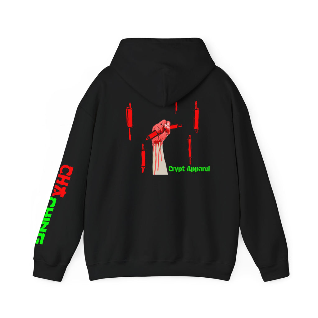 Catching Daggers Crypto Hoodie — Crypt Apparel Graphic Streetwear Pullover with Candle Motif
