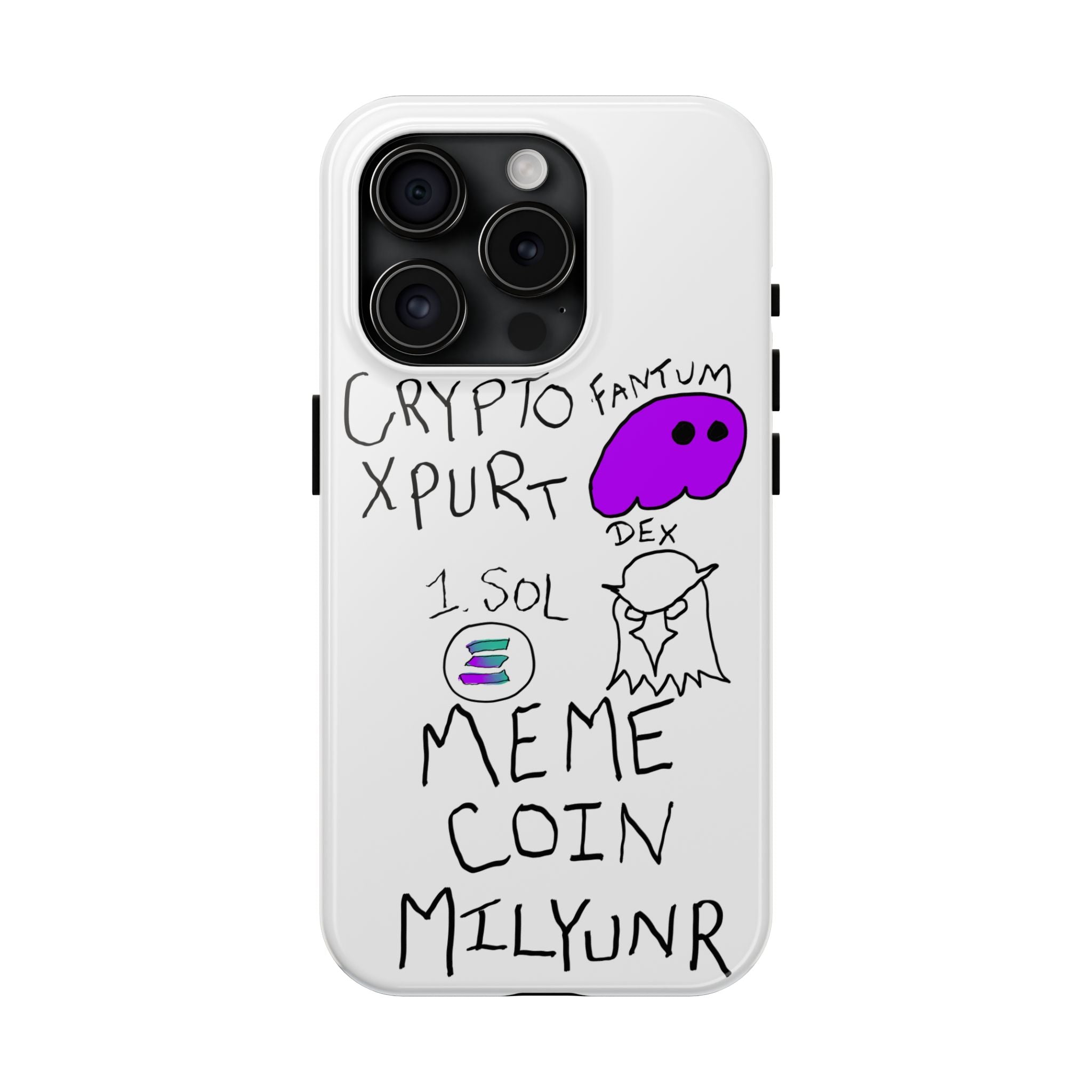 Meme Coin Millionaire Tough Phone Case — Crypto Meme Coin Doodle Design ("Meme Coin Milyunr")