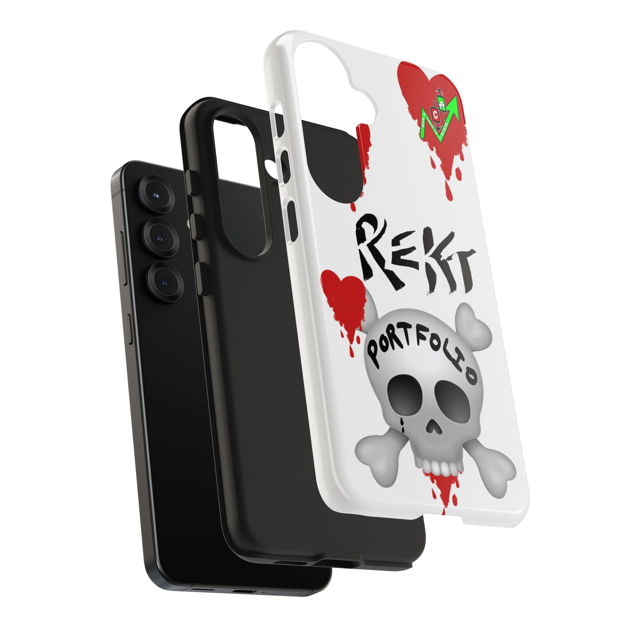 Rekt Portfolio Tough Phone Case — Skull & Dripping Heart Protective Cover