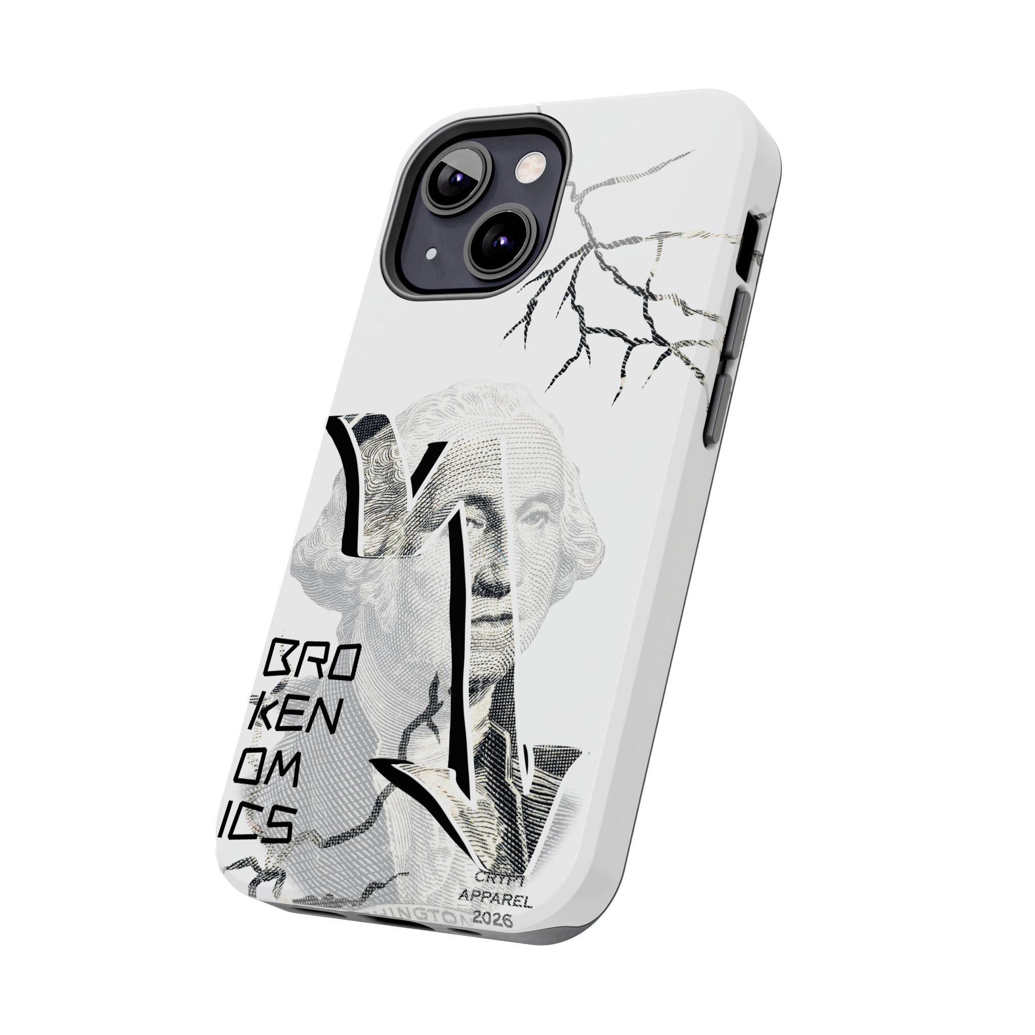 Brokenomics Crypto Tough Phone Case — 'Crypt Apparel' Cracked Dollar Graphic Protective Cover
