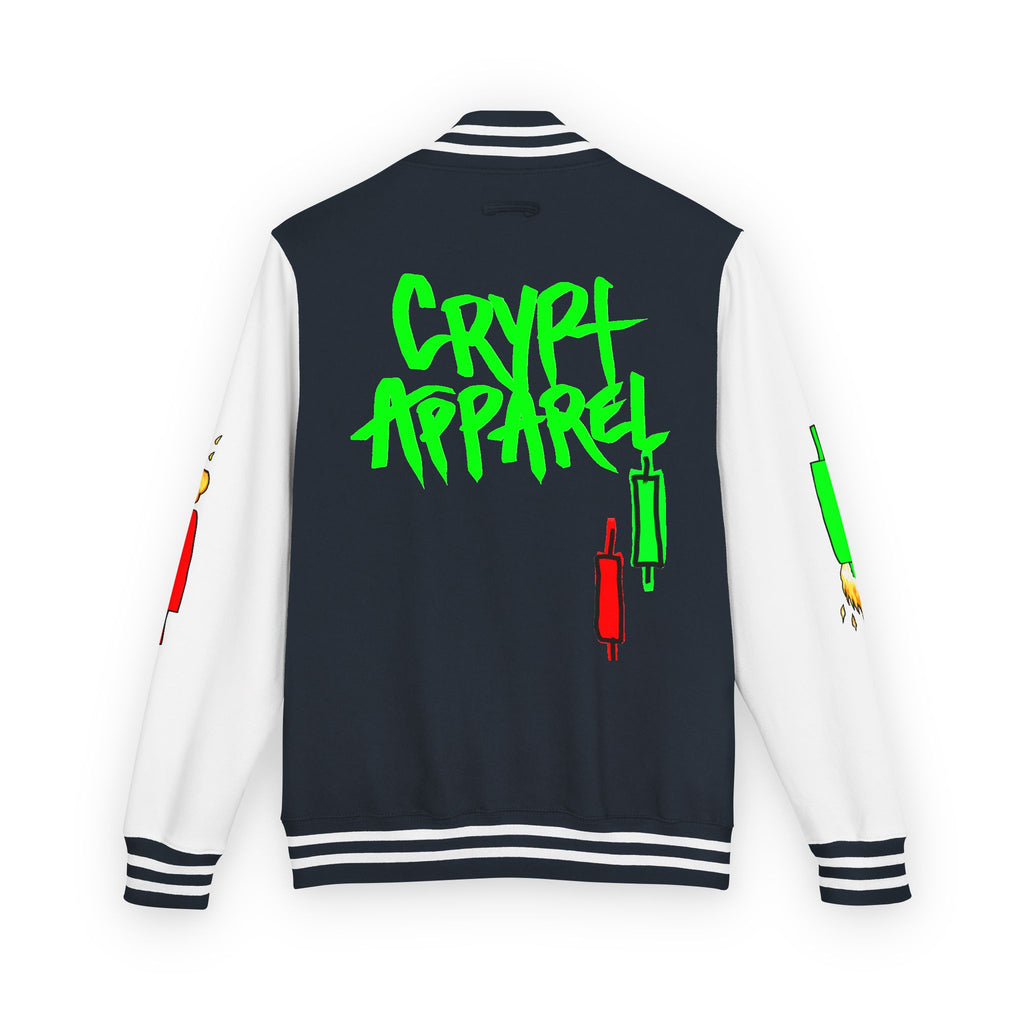 Crypt Apparel Letterman Jacket — 'Crypto Trader' Neon Graffiti Varsity Jacket