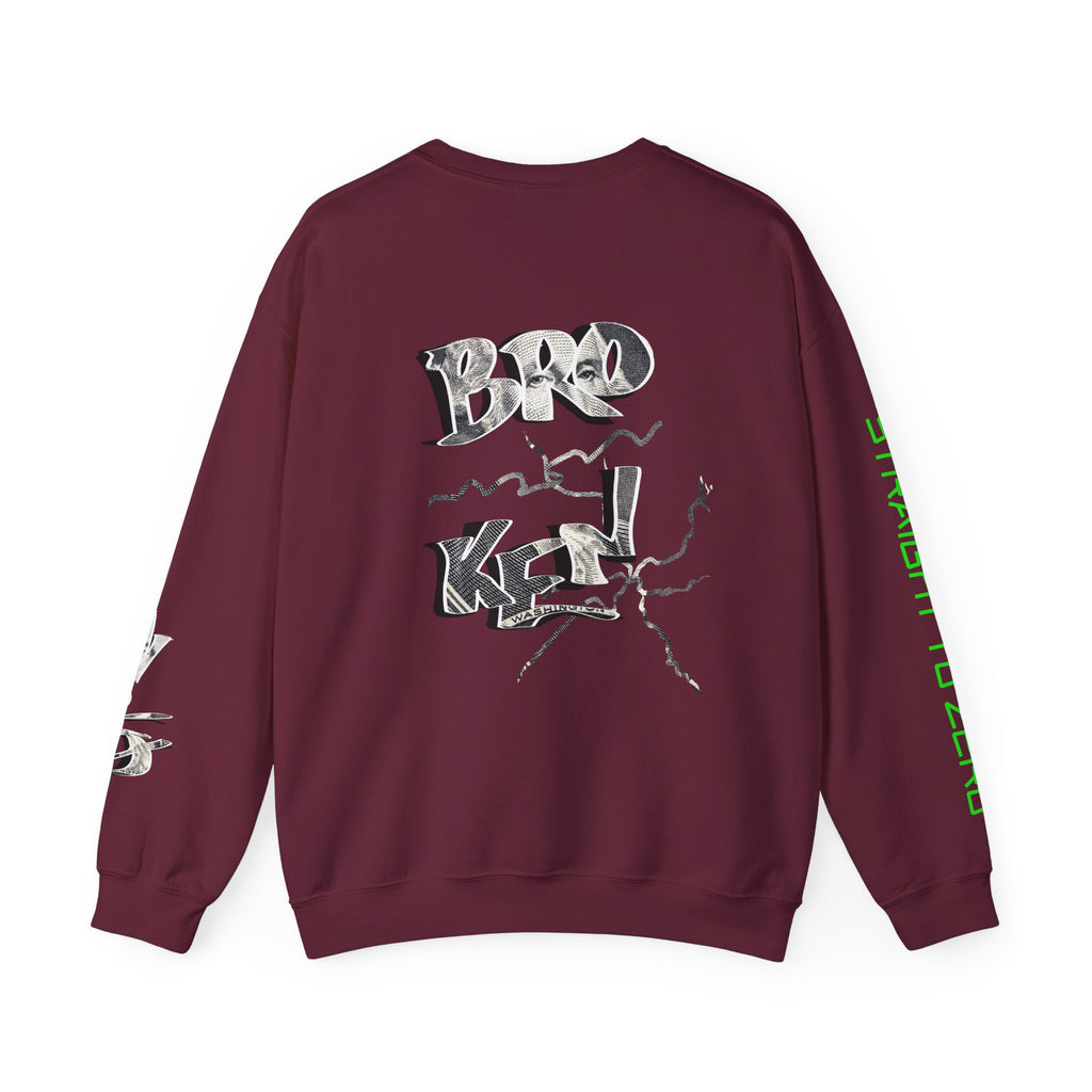 Brokenomics Crypto Crewneck Sweatshirt — Crypt Apparel Graphic Pullover with Neon Green Accents
