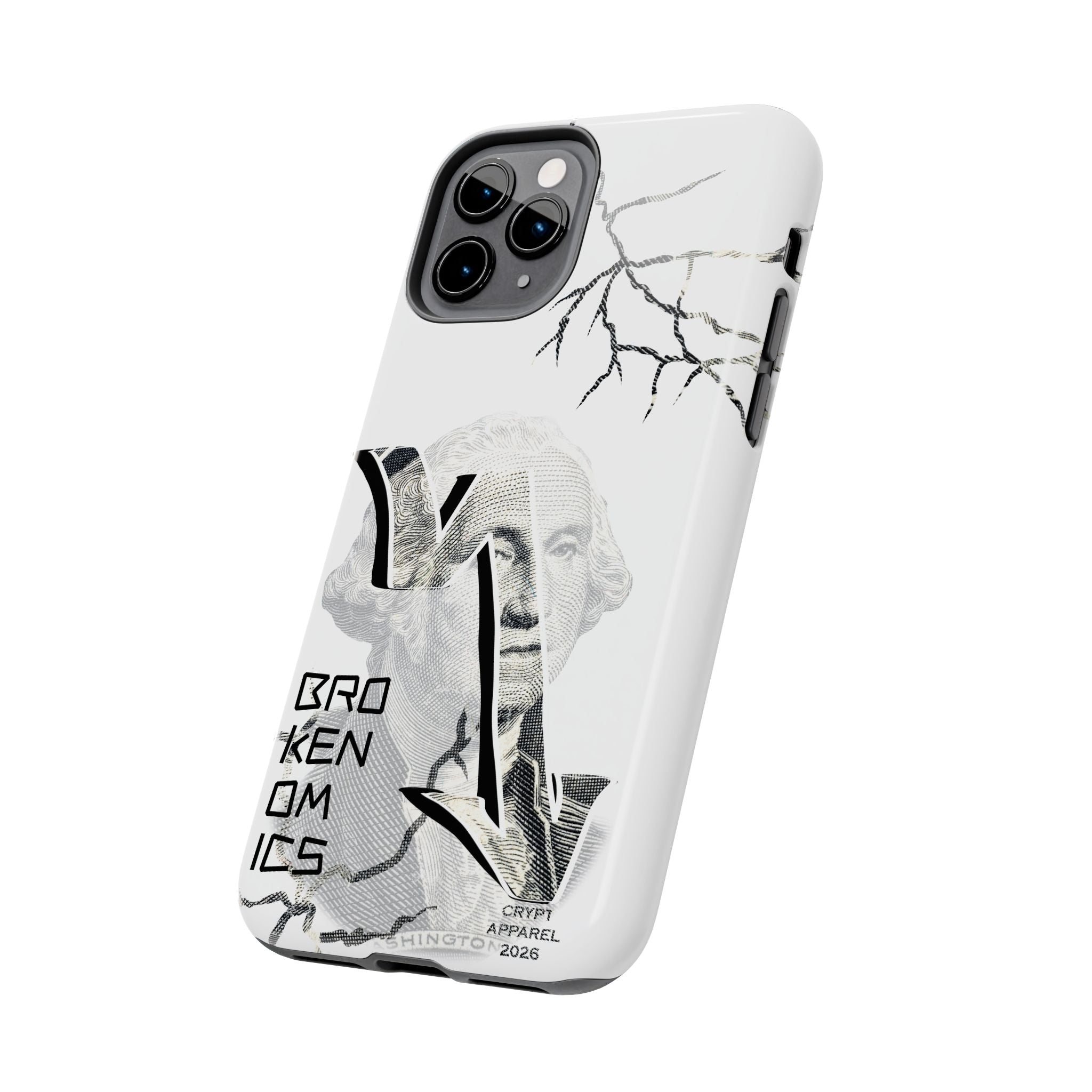 Brokenomics Crypto Tough Phone Case — 'Crypt Apparel' Cracked Dollar Graphic Protective Cover