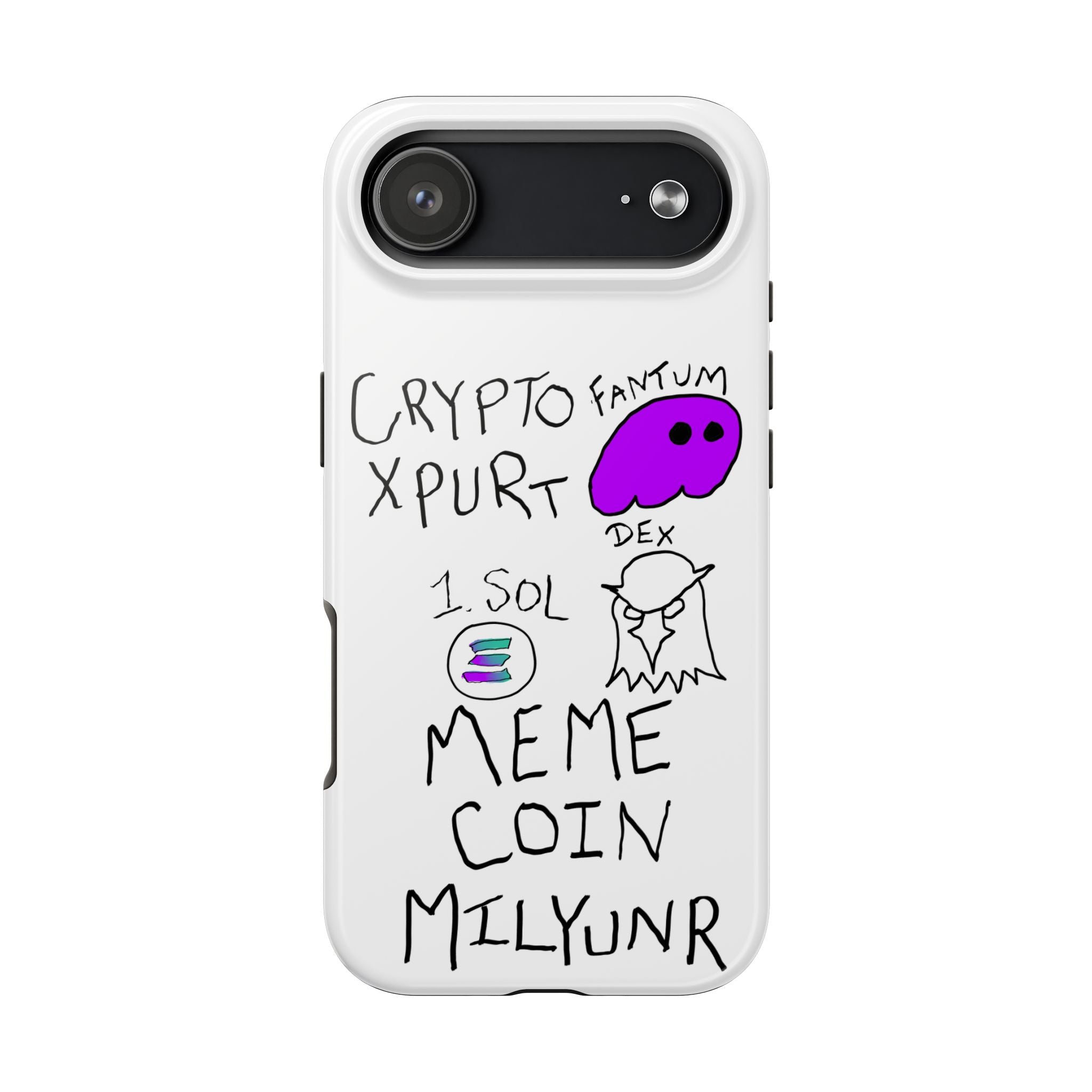 Meme Coin Millionaire Tough Phone Case — Crypto Meme Coin Doodle Design ("Meme Coin Milyunr")