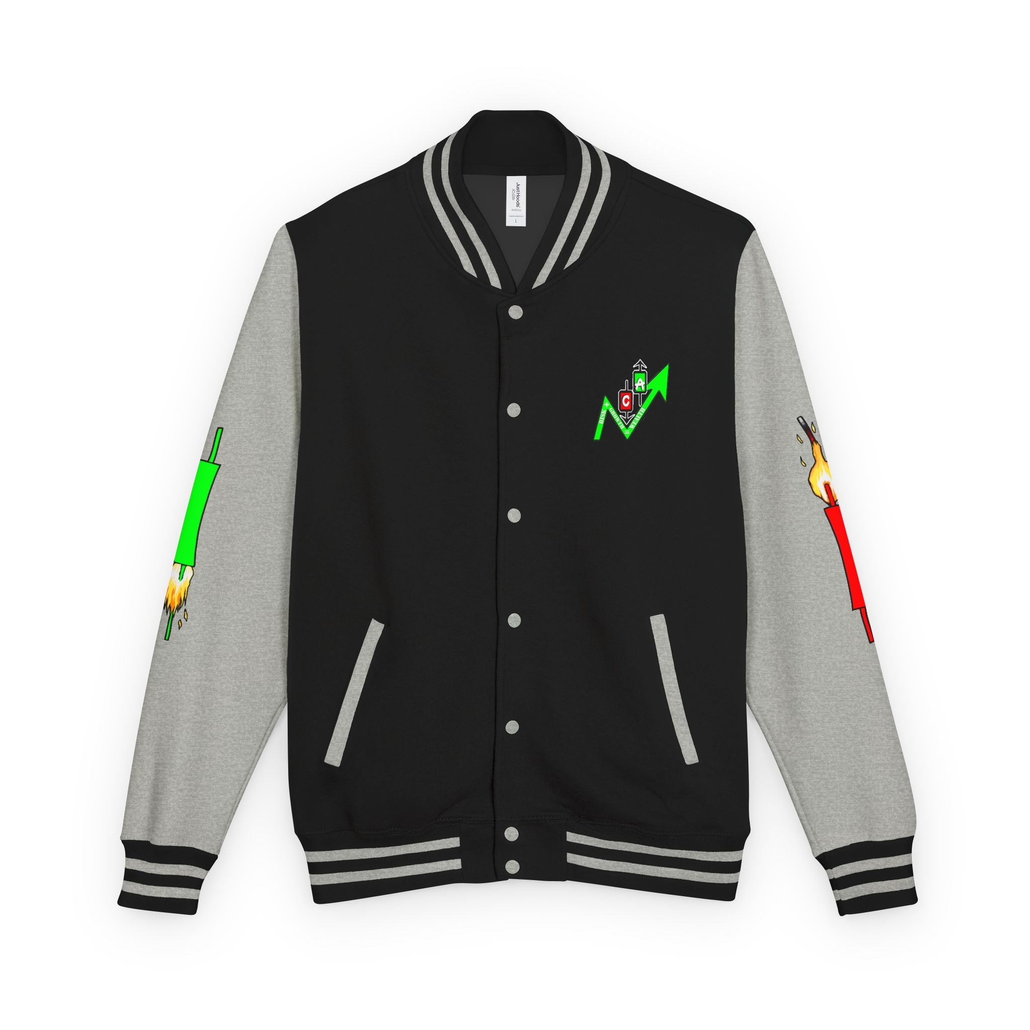 Crypt Apparel Letterman Jacket — 'Crypto Trader' Neon Graffiti Varsity Jacket