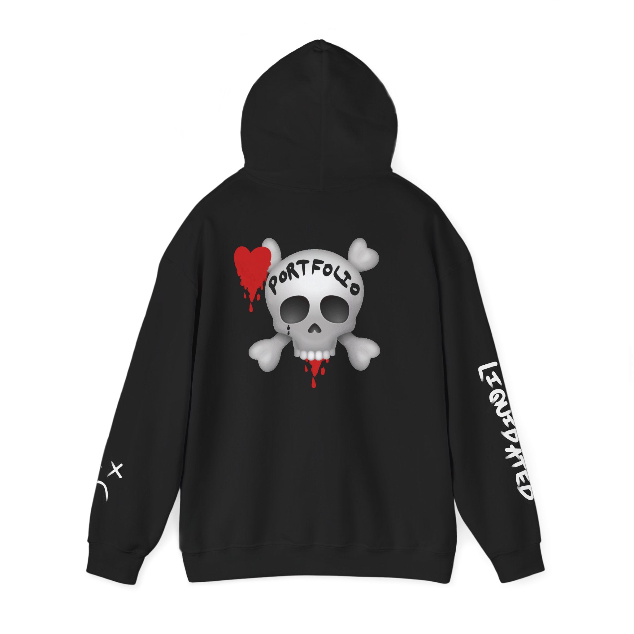 Rekt Portfolio Crypto Trading Hoodie – Crypt Apparel Skull Heart Graffiti Streetwear Pullover