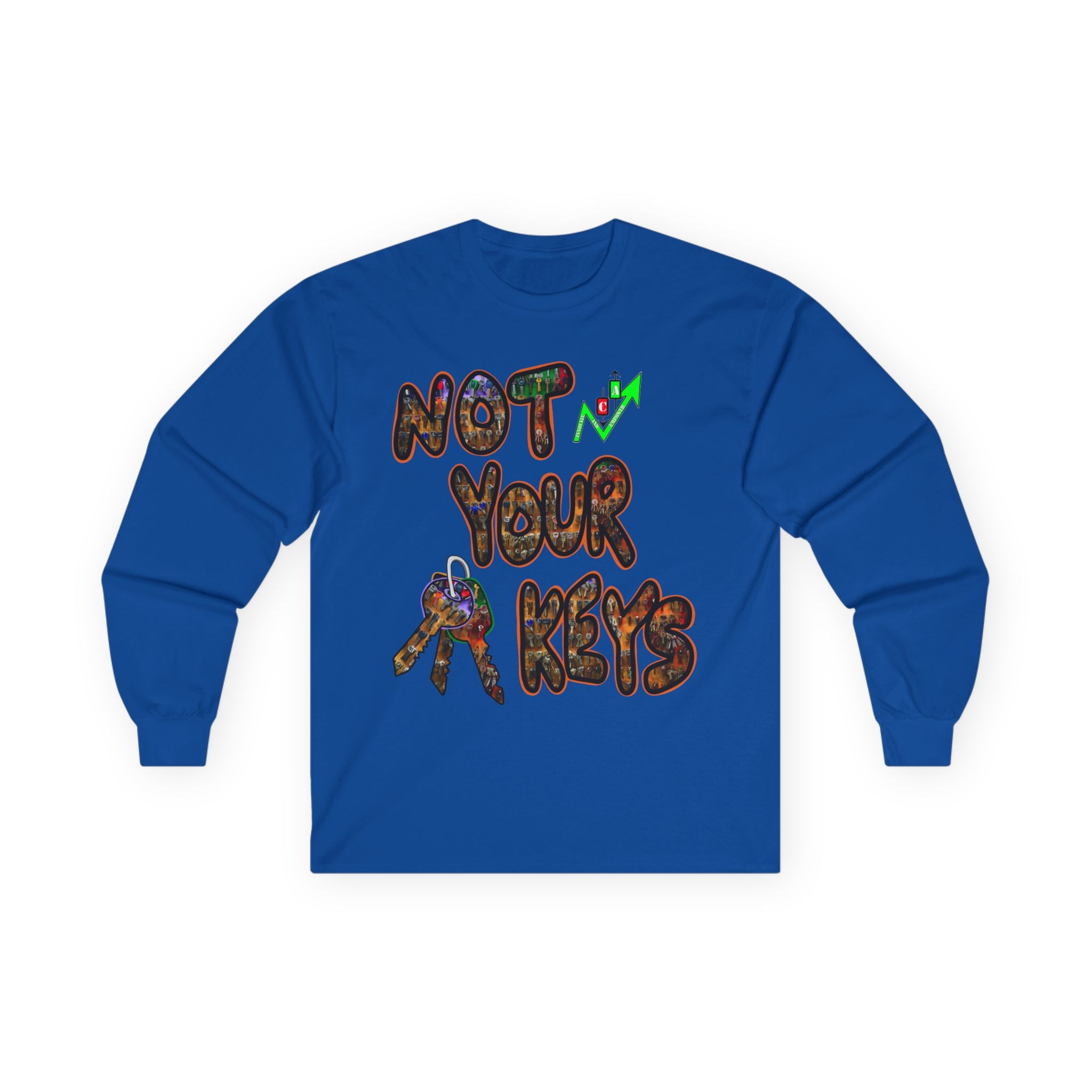 Not Your Keys Crypto Long Sleeve Tee — "Not Your Keys / Not Your Coins" Graphic Shirt