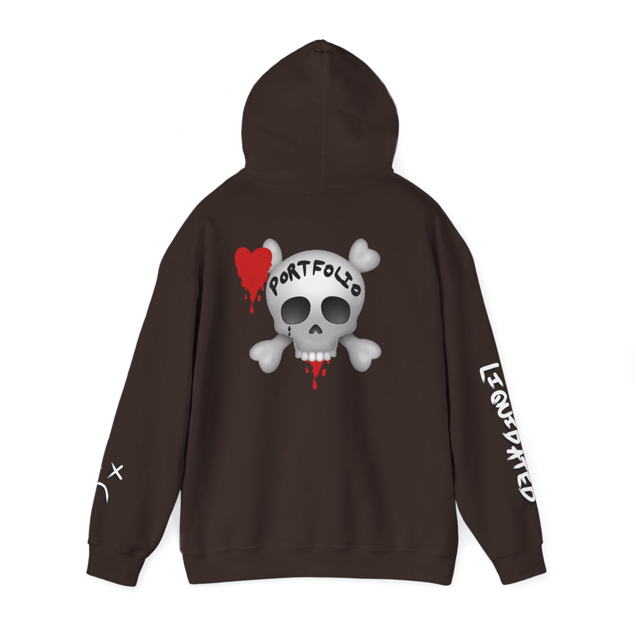 Rekt Portfolio Crypto Trading Hoodie – Crypt Apparel Skull Heart Graffiti Streetwear Pullover