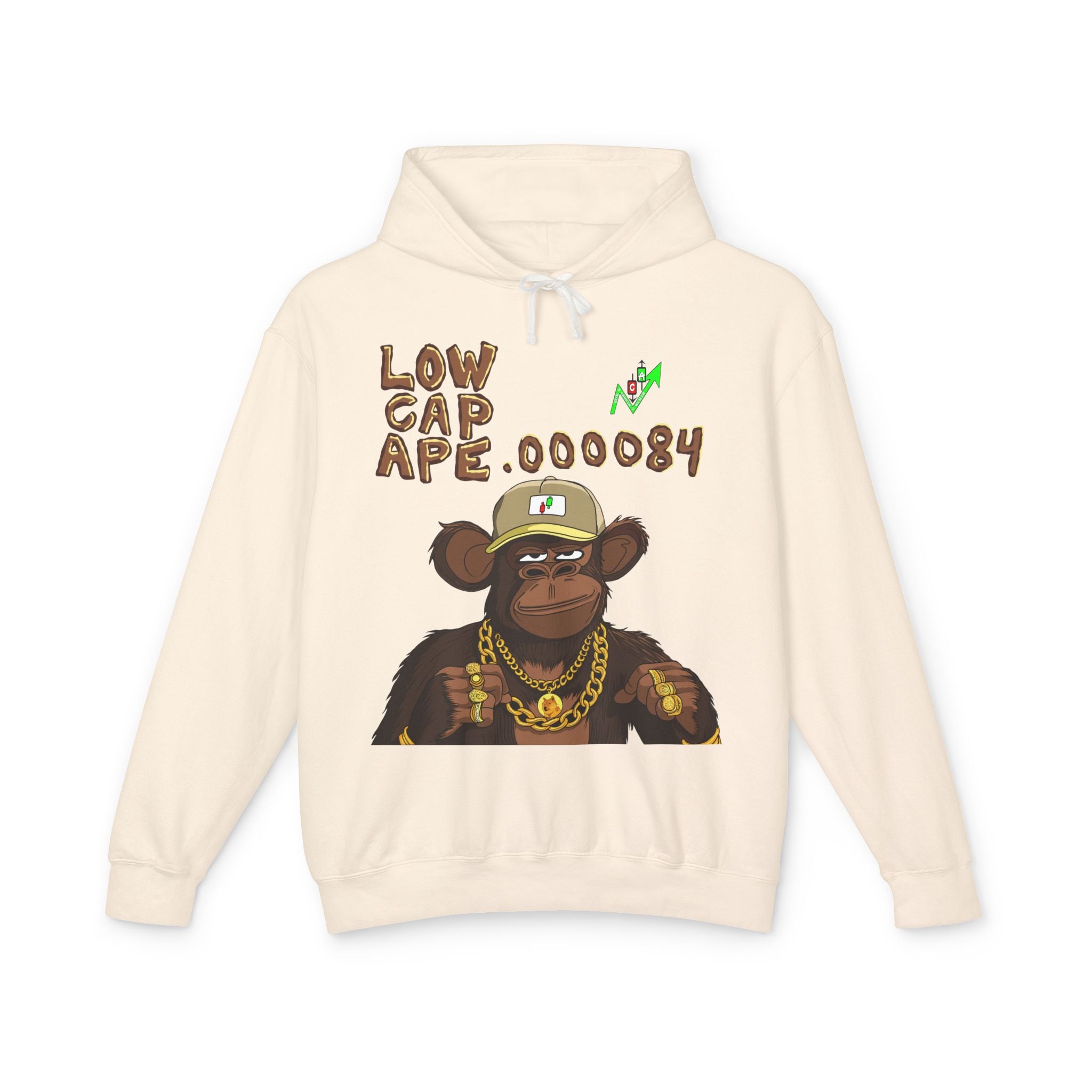 Low Cap Ape Meme Coin Crypto hoodie design by Crypt Apparel