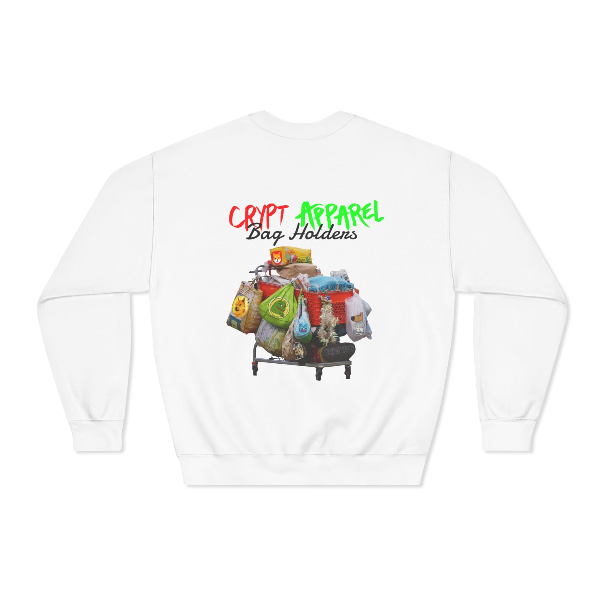 Bag Holders Meme Coin Crypto Crewneck Sweatshirt — "Crypt Apparel" Graphic