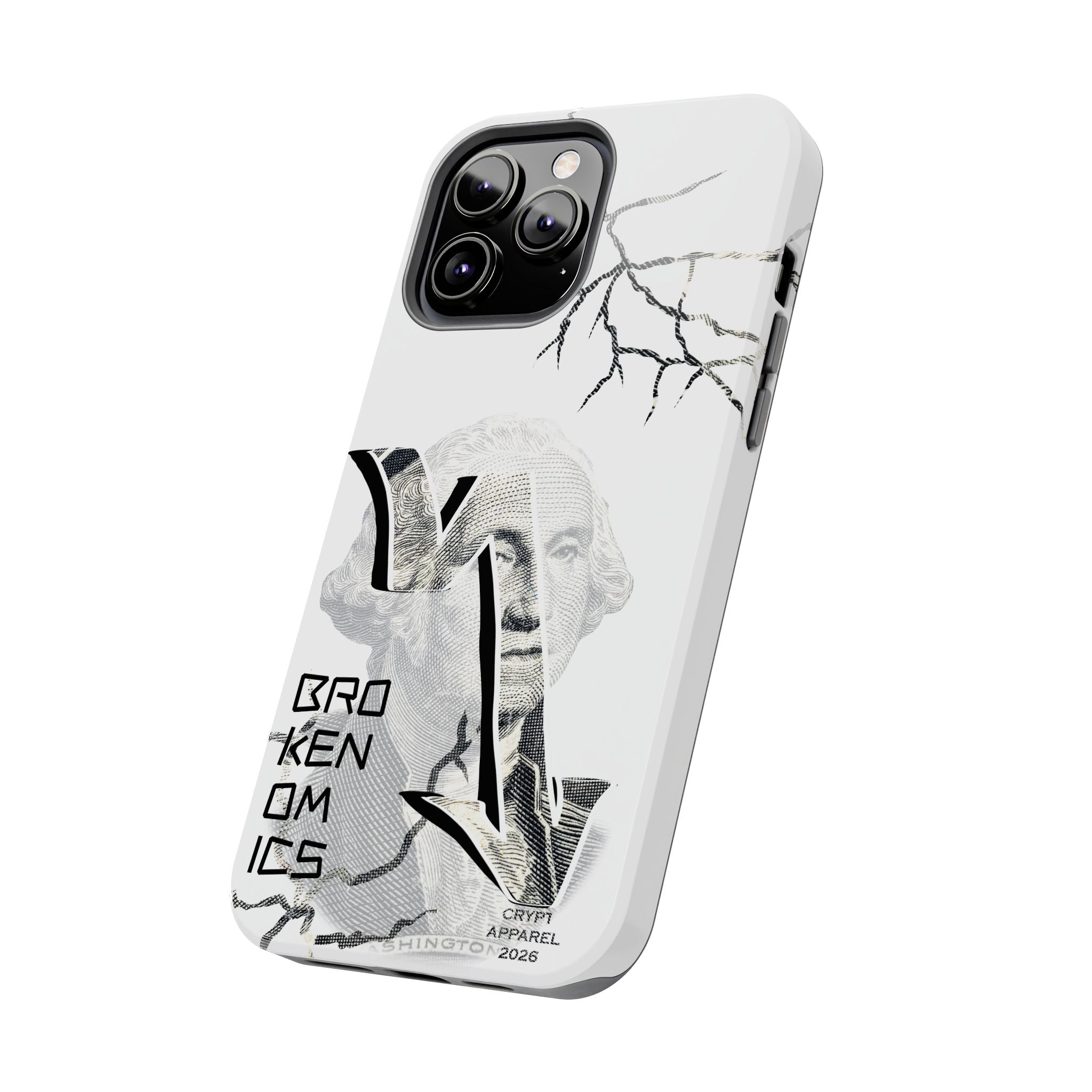 Brokenomics Crypto Tough Phone Case — 'Crypt Apparel' Cracked Dollar Graphic Protective Cover