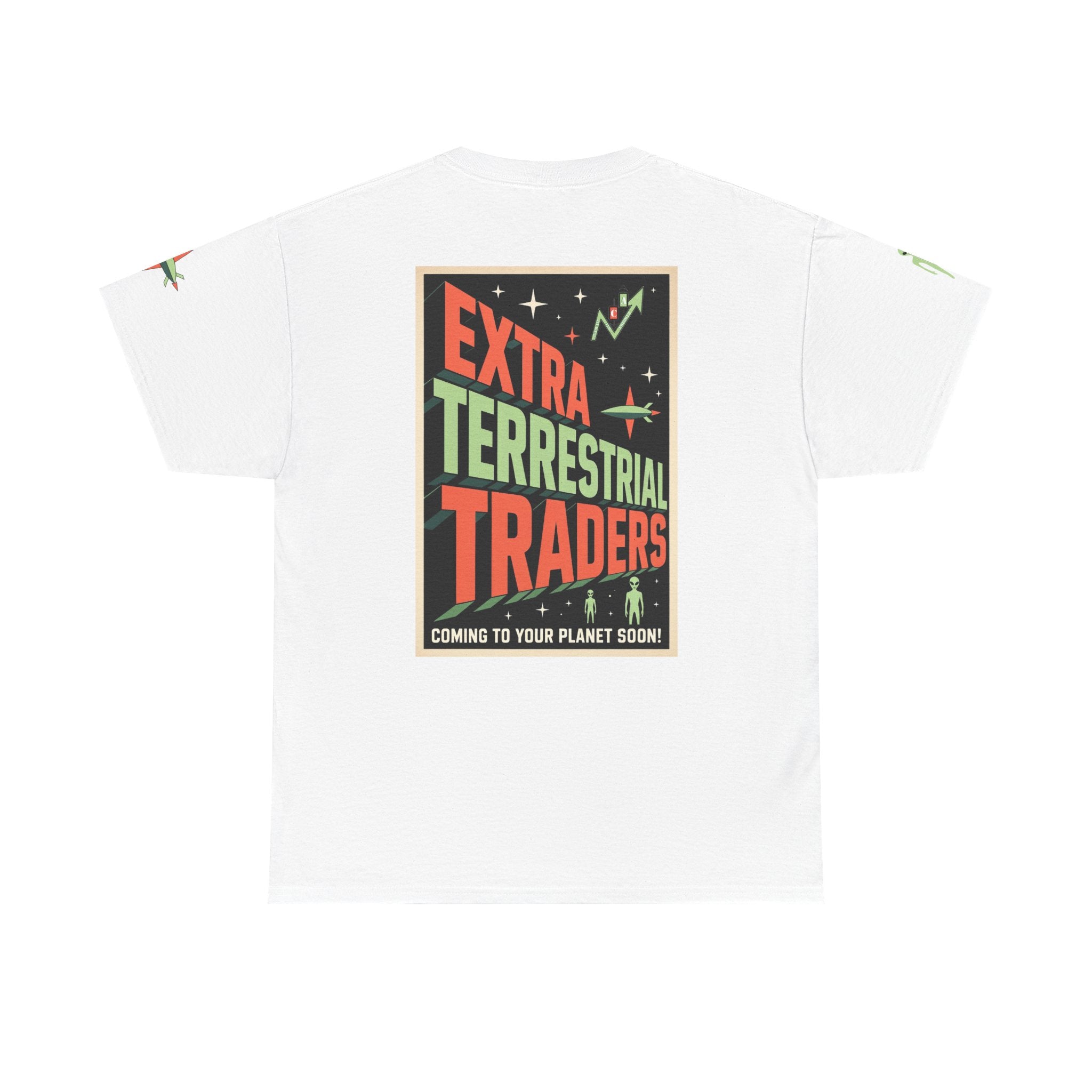 Extra Terrestrial Traders Crypto Graphic Tee — Retro Alien Poster Shirt
