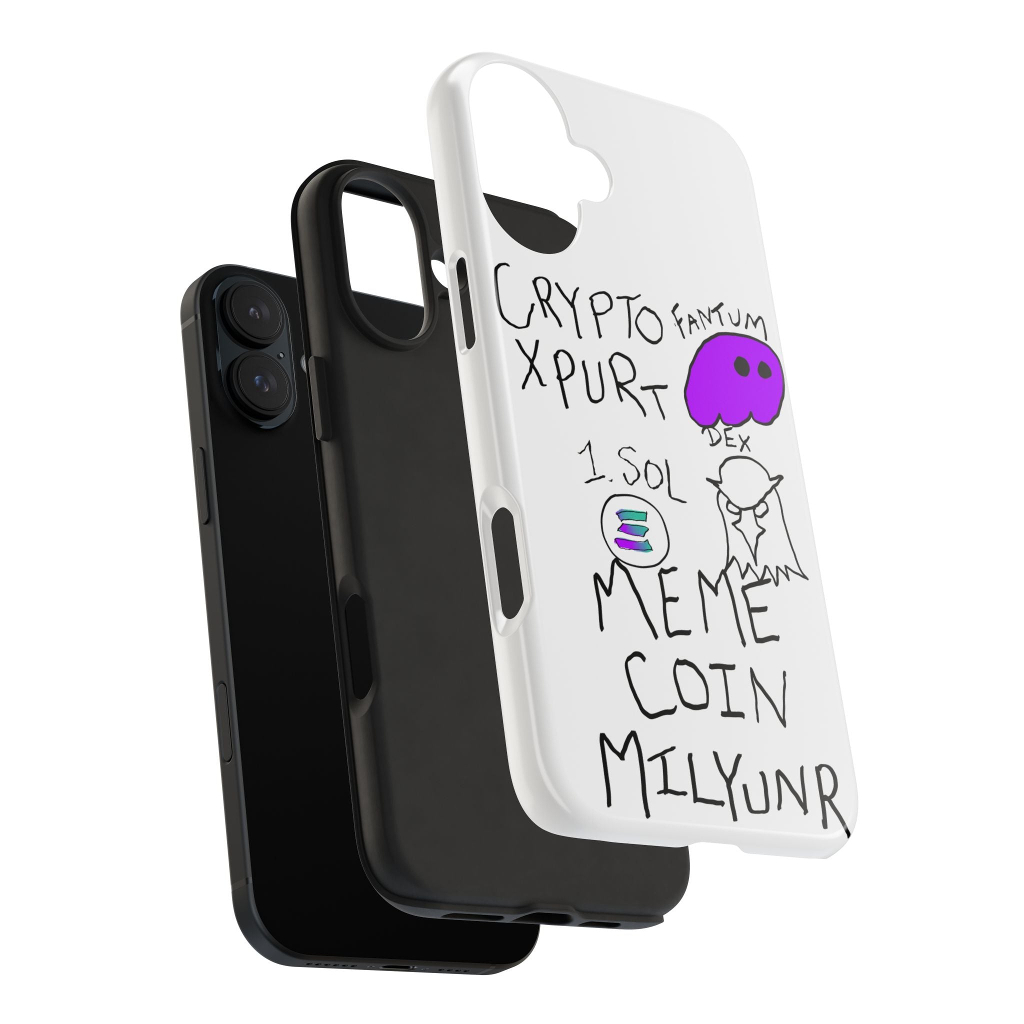 Meme Coin Millionaire Tough Phone Case — Crypto Meme Coin Doodle Design ("Meme Coin Milyunr")