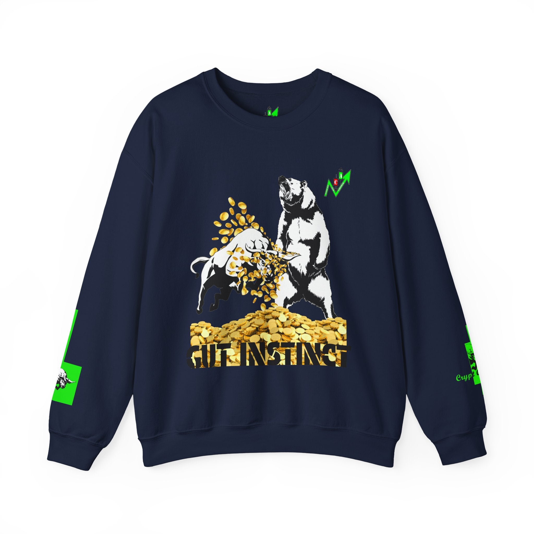 Gut Instinct Bull vs Bear Crypto Crewneck - Slay The Bears Market Sweatshirt