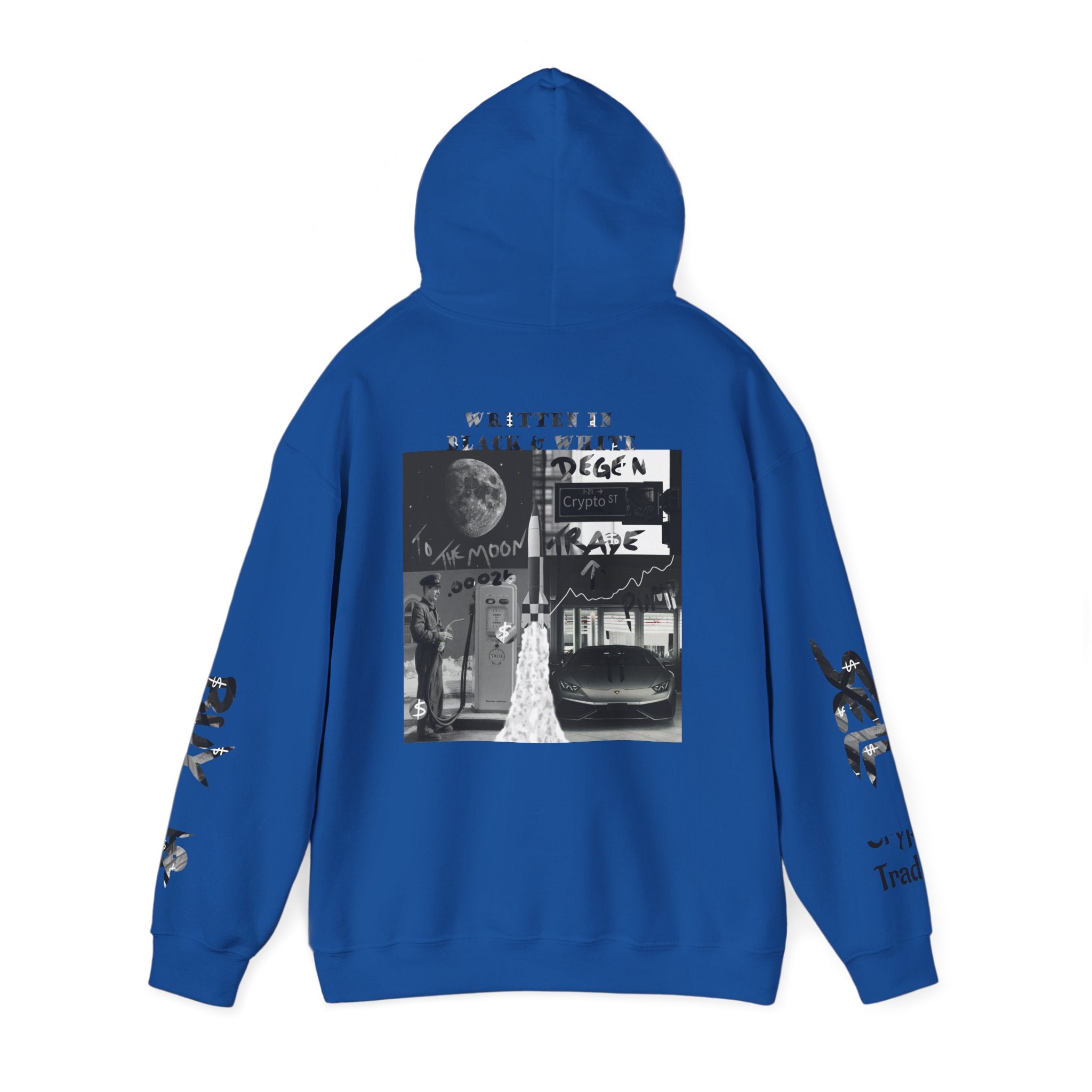 Black & White Crypto Collage Hoodie | Crypt Apparel Graphic Sweatshirt