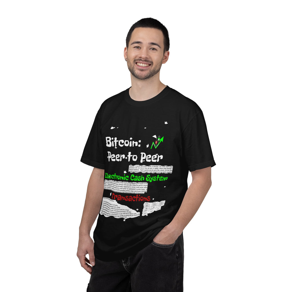 Crypt Apparel Bitcoin inspired T-Shirt | Crypto Graphic Tee, White Paper Text