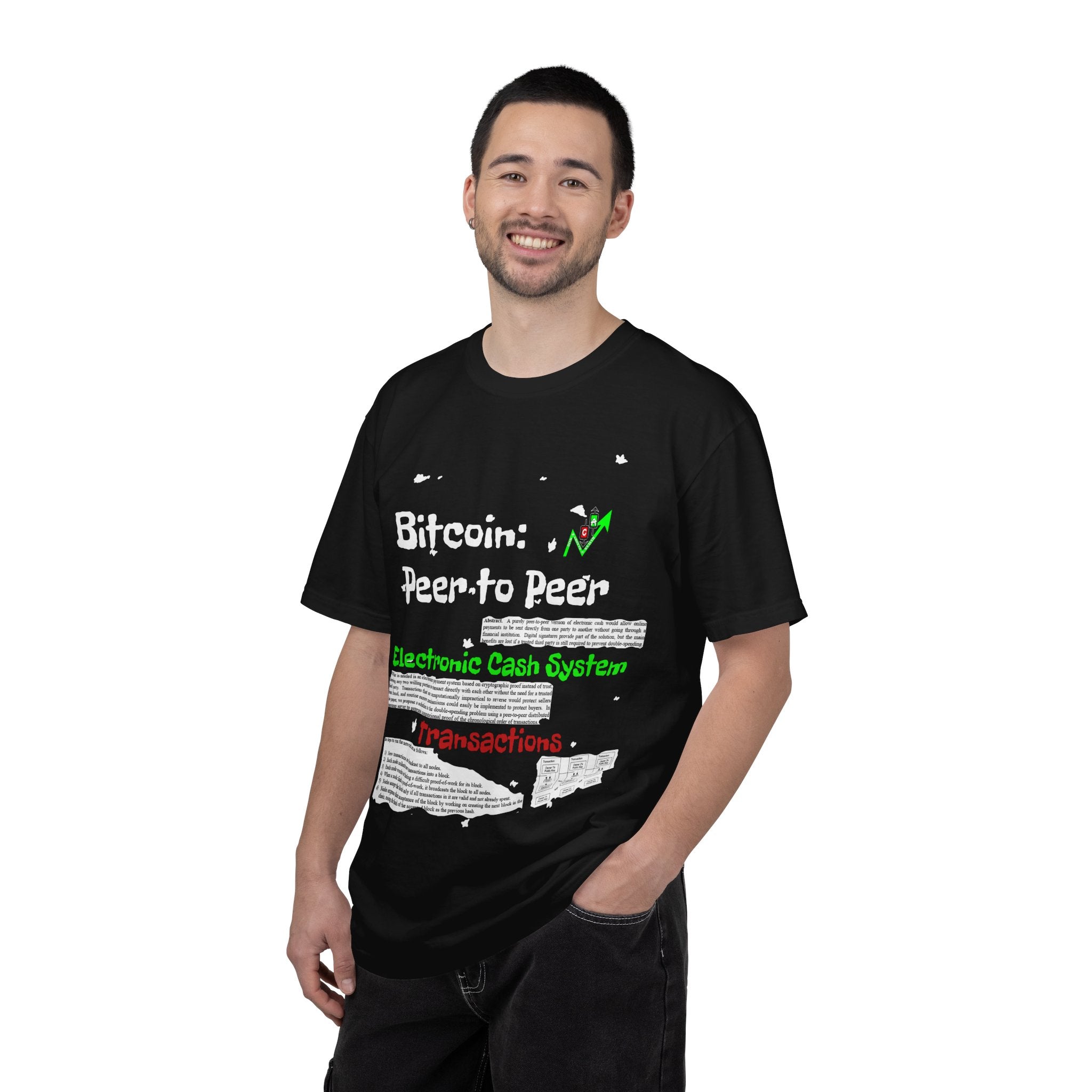 Crypt Apparel Bitcoin inspired T-Shirt | Crypto Graphic Tee, White Paper Text