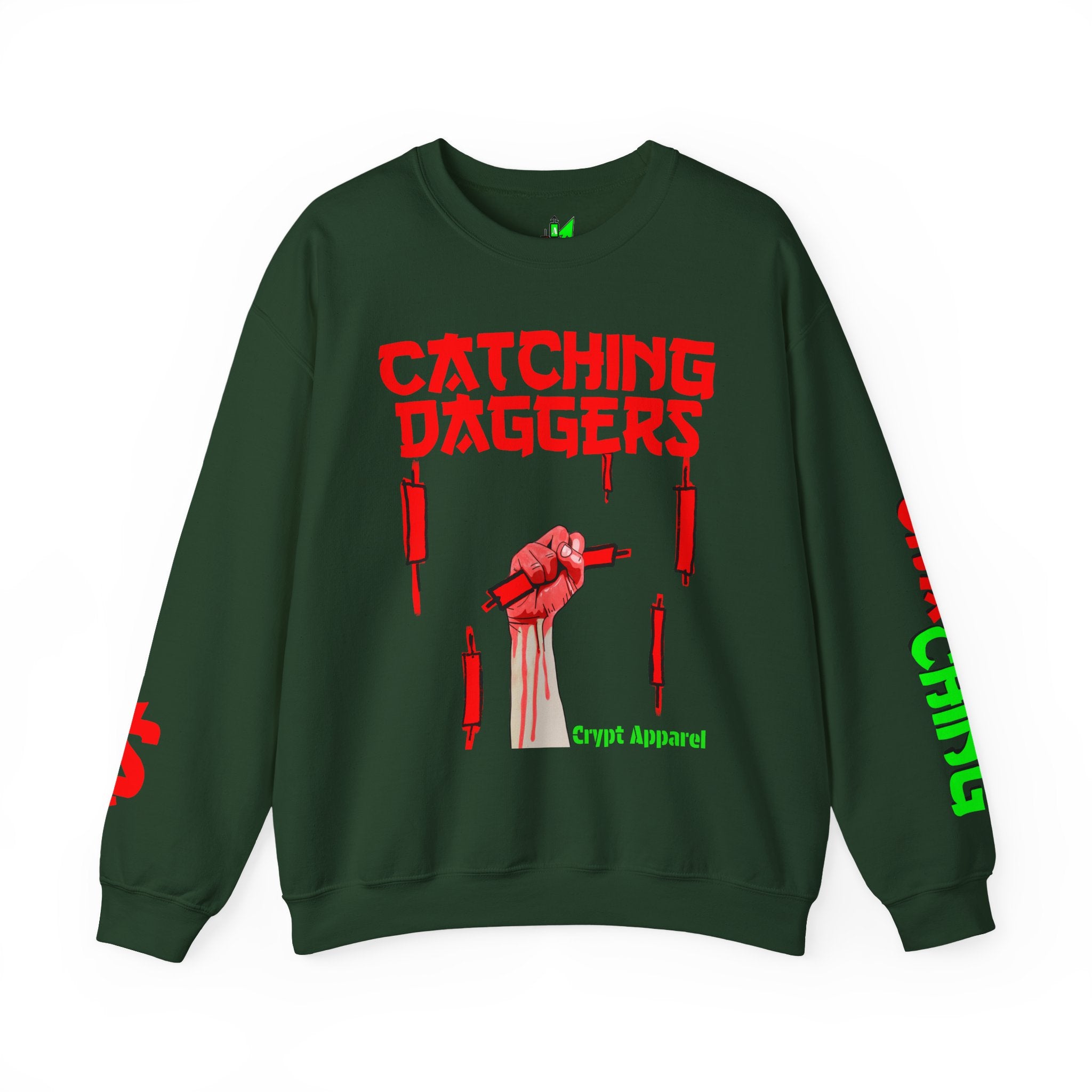 Catching Daggers Crewneck Sweatshirt — Crypt Apparel Graphic Crypto Streetwear